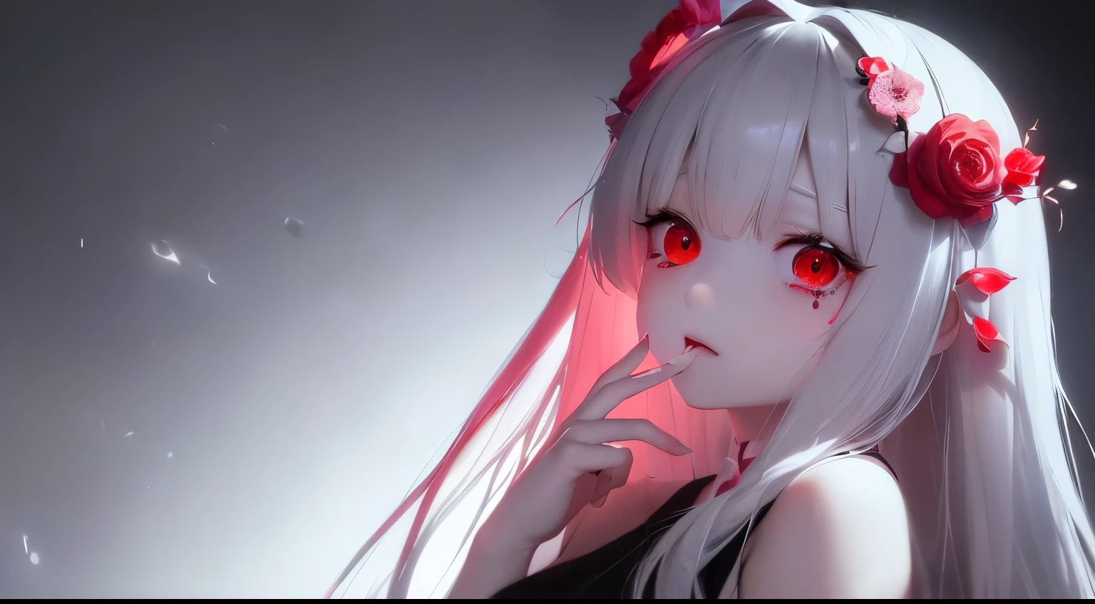 (a very delicate and beautiful)、female pervert、The eyeball is a red cavity、rain of candy、、The human、Gamine、Disgusting、canny、terrifying、独奏、(silhuette)、(、dark backgrounds、a black T-shirt(silhuette)、skinny body、The long-haired、Missing hollow part、Blood、silhuette、Black tears、made entirely of white, black and red、、