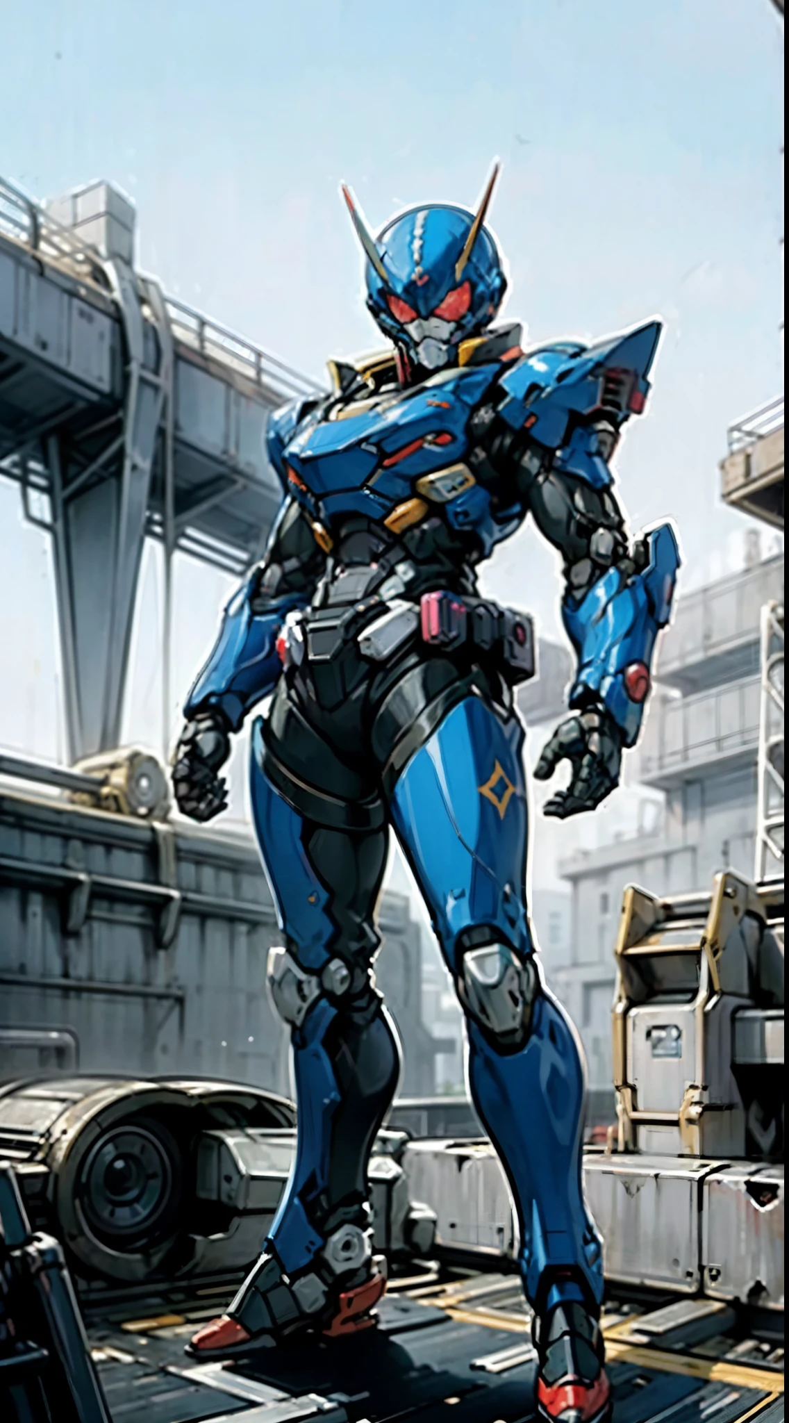 A super  a high-tech biotech battle suit, standing on a rooftop, looking over the city, Japanese tokusatsu and American comic style, biometallic texture of the suit, sleek and shiny, dynamic, fast, natural light, cinematic, high quality, high resolution, high detail, sophisticated design, dramatic, high definition, ultra-detailed, ultra-fine painting, extremely delicate, creativity, Natural light, cinematic lighting, best shadow, masterpiece-anatomy-perfect