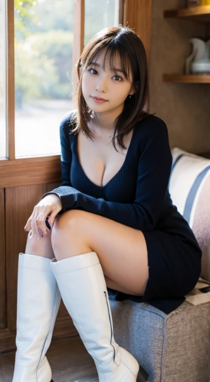 (whole body:1.5),(1 girl:1.3:smile),(show viewer:1.4),(correct anatomy:1.3),(Sitting in the sea:1.2),(pink and blue elastic skirt :1.2),((pantyhose):1.3),( The girl pointed out the thick heels :1.1),(accurate and perfect face:1.3),hyper hd, ray tracing, reflected light, structurally correct, award-winning, high detail, Brighten the contrast of shadows, face lighting ,cinematic lighting, table top, Super detailed, high quality, high detail, 最high quality, 16k,high contrast,