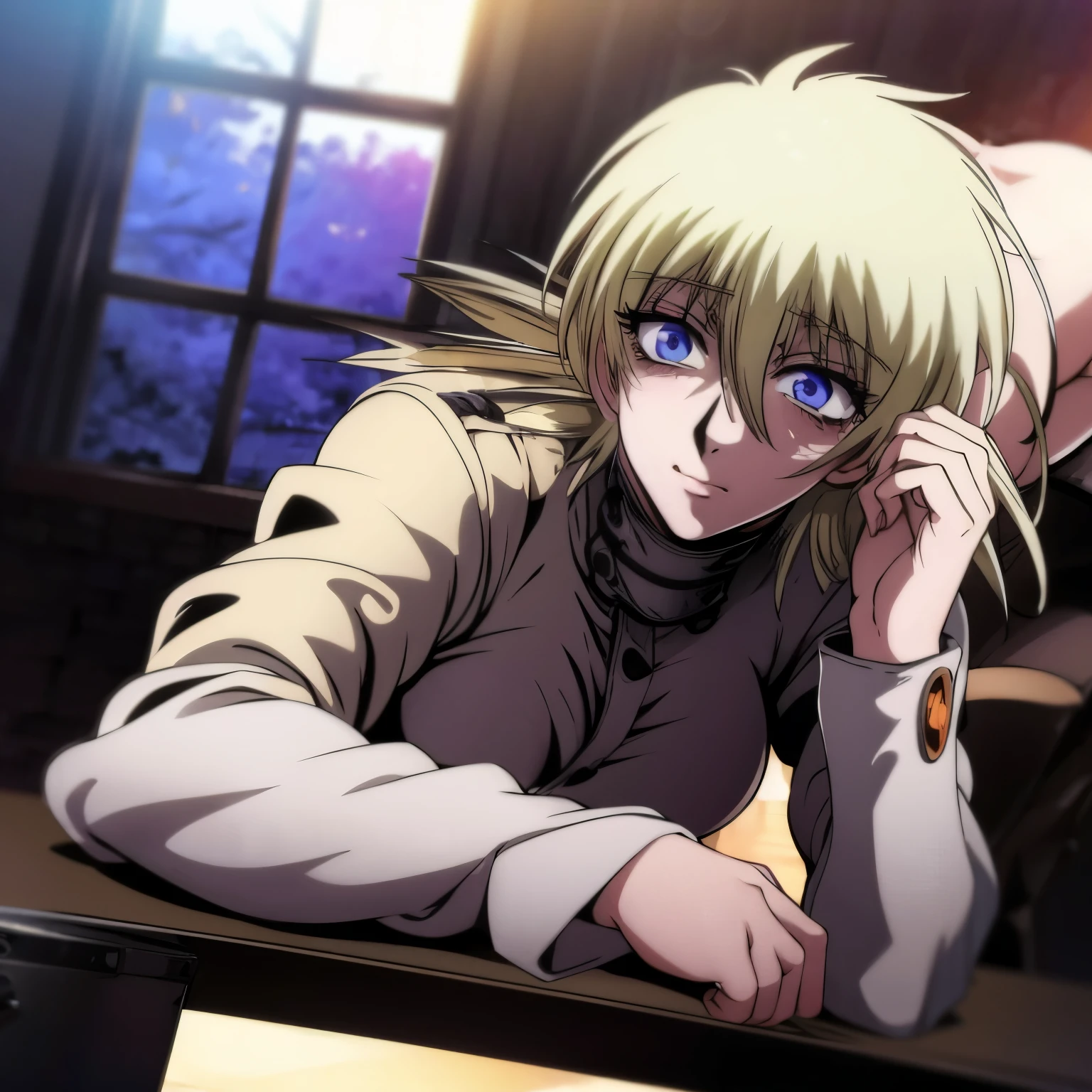 Seras victoria, laying down on table, hellsing ultimate, sex, ass, anal, anal sex