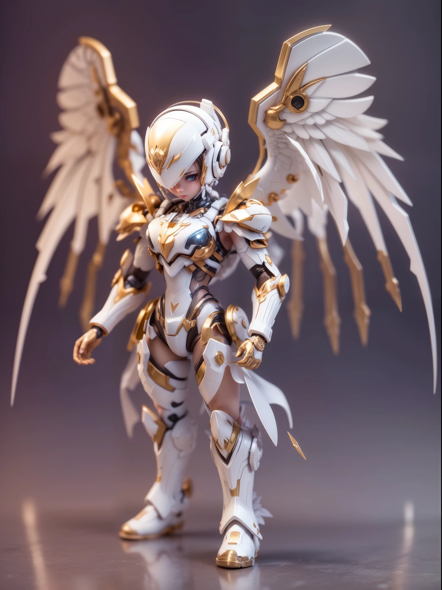 Create an angel with the stature of an anime-style two-year-old, masculino, , asas brancas, olhos grande, postura conservadora, armadura
