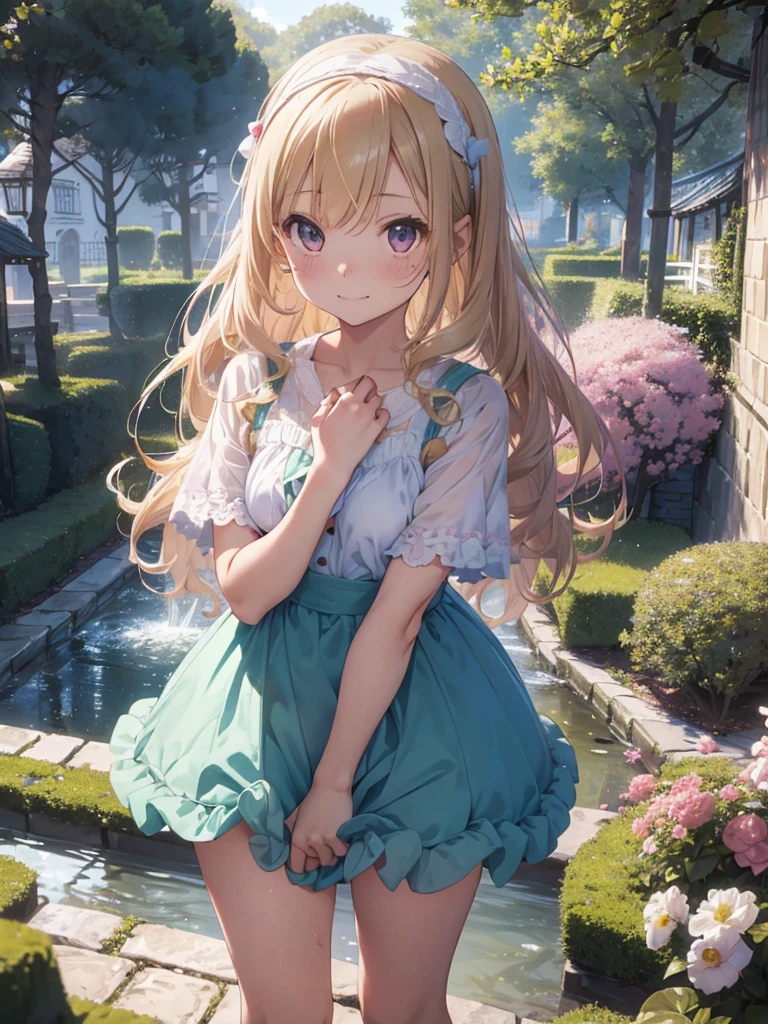 photo realistic, (masterpiece,best quality:1.4),(8k,raw photo,photo realistic:1.2), detailed skin, detailed face,1girl,Japanese idol,cute face, little girl, Not Safe for Work, (raw photo, photo realistic: 1.2),
ALL Nudity, nude, (((NO panties))),nipples, pussy, anal, (((No cloth))) ^_^, happy, smile ,medium bob, (((standing))), blonde hair, ((wavy hair)), long hair, little girl, child, 12 yo, lace hairband, Flat chest, beautiful legs, beautiful hands,
yumekawa,yumekawaii,pastel color,(wonderland garden:1.3),rainbow waterfall,dripping ink,imagination,(Castle:1.4),
