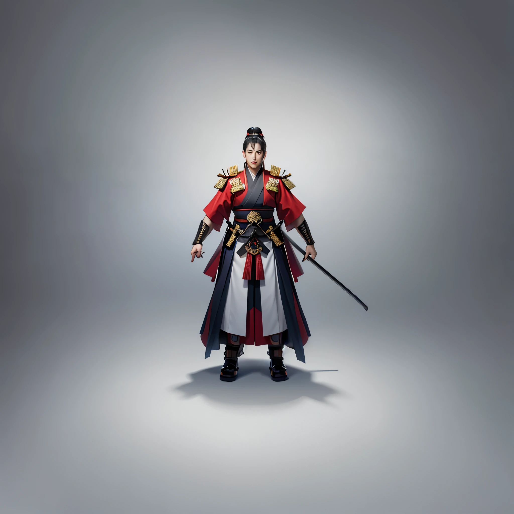 Drawing of a man wearing a samurai uniform, armour,male warrior。