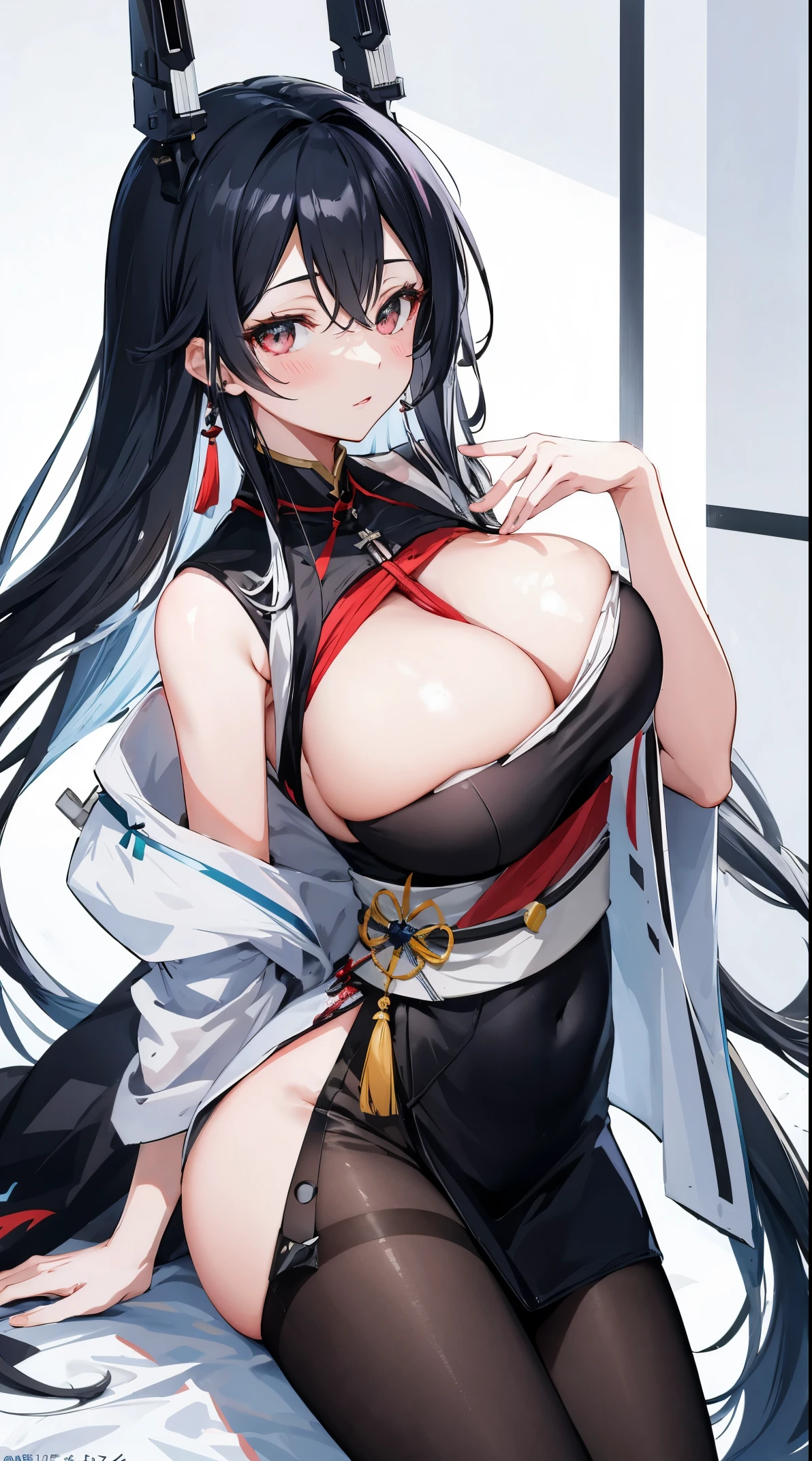 anime girl with a very large breast and a very long black hair, Kantai Collection Style, Onmyoji detailed art, albedo from overlord, Seductive Anime Girl, by Shitao, best anime 4k konachan wallpaper, Onmyoji, from girls frontline, from arknights, kancolle, azur lane style