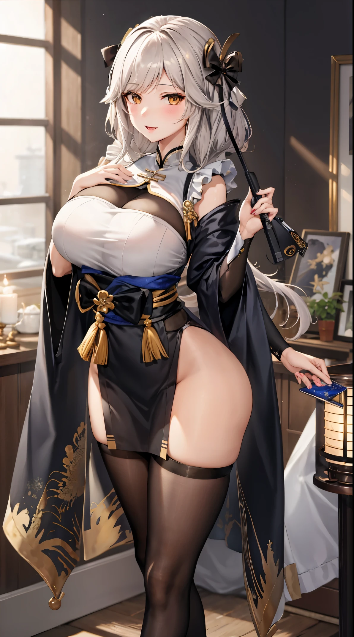 anime girl with a very large breast and a very long black hair, Kantai Collection Style, Onmyoji detailed art, albedo from overlord, Seductive Anime Girl, by Shitao, best anime 4k konachan wallpaper, Onmyoji, from girls frontline, from arknights, kancolle, azur lane style