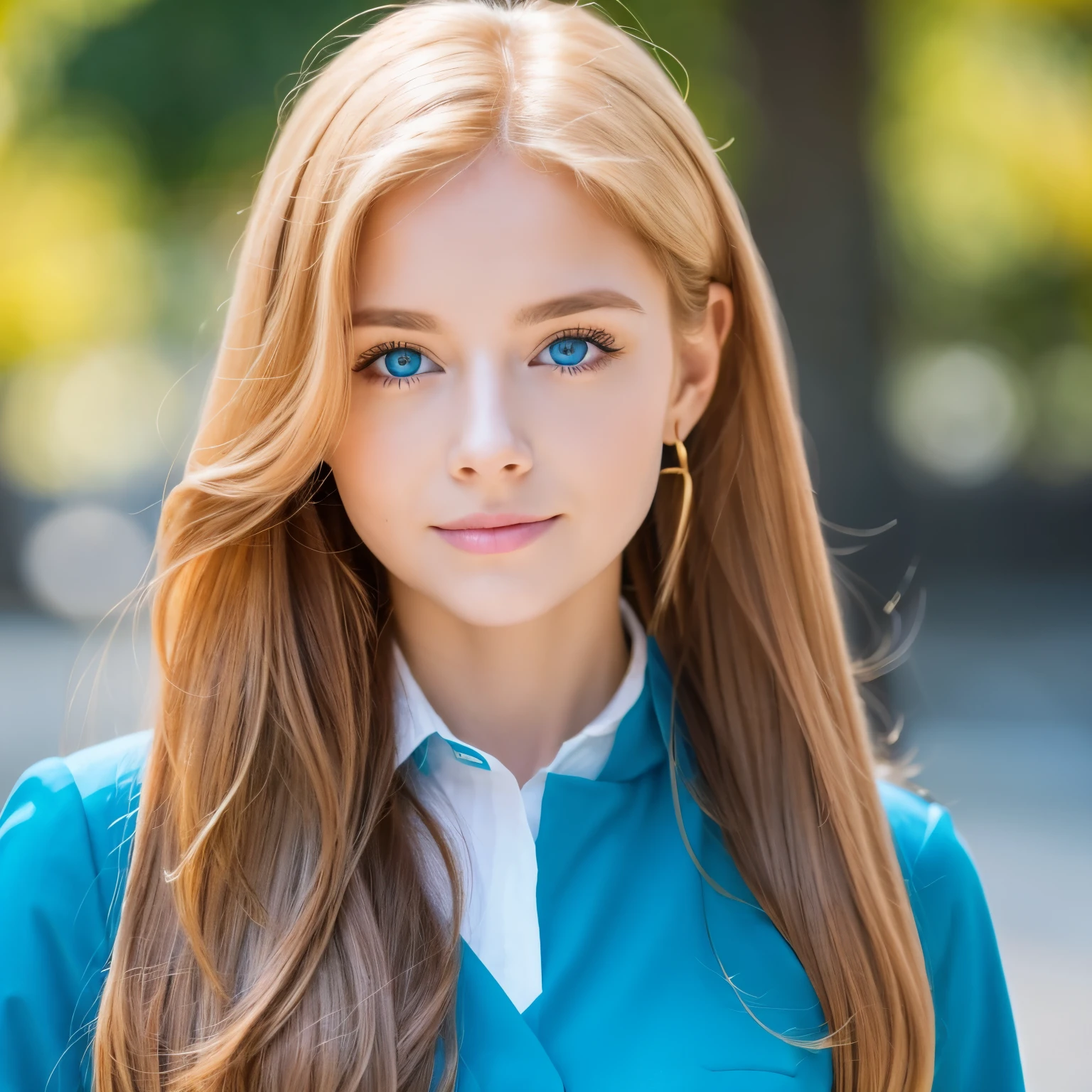 A beautiful girl with gold hairs and blue eyes