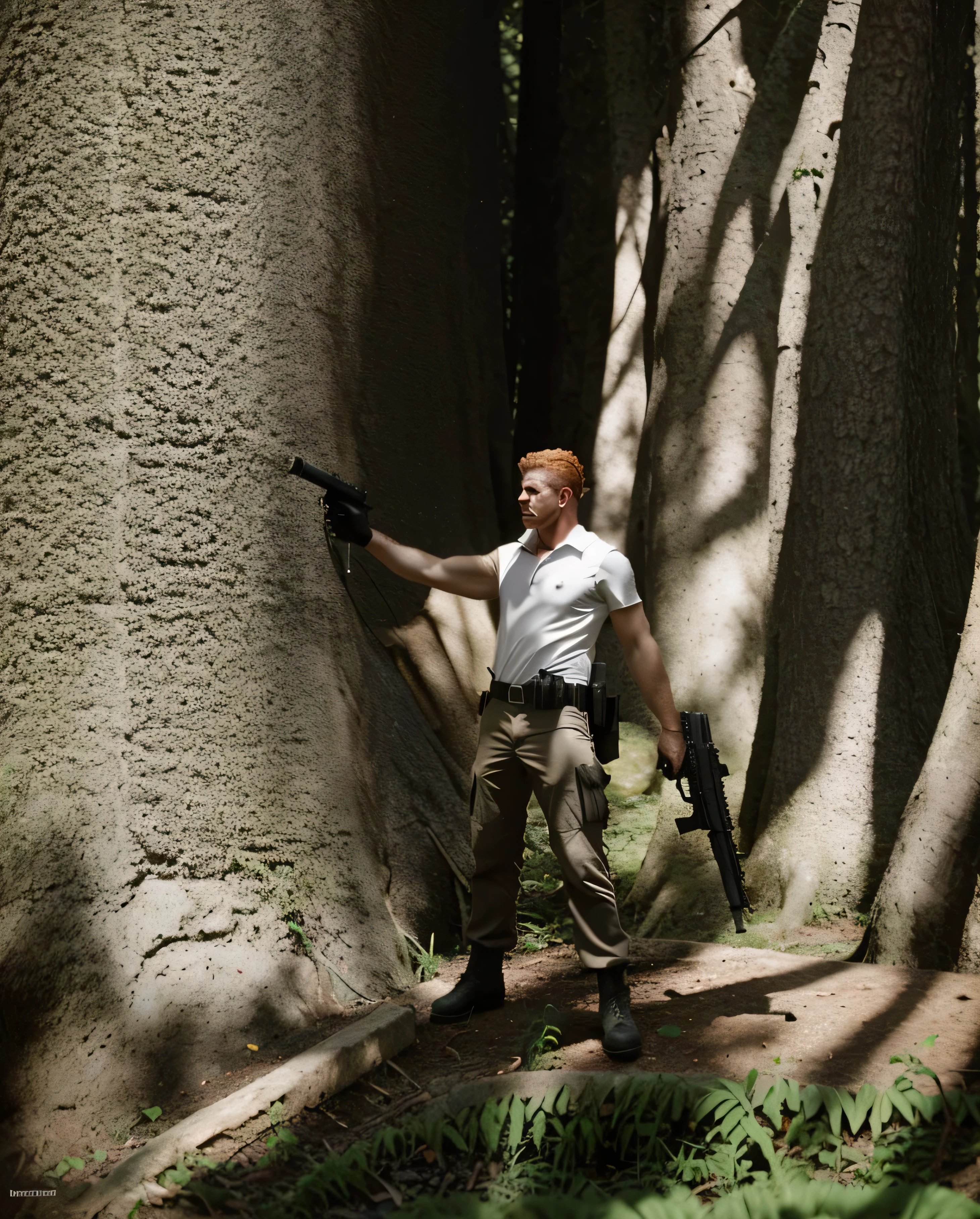 Abraham Ford, fundo de natureza, floresta durante o dia e um lago.