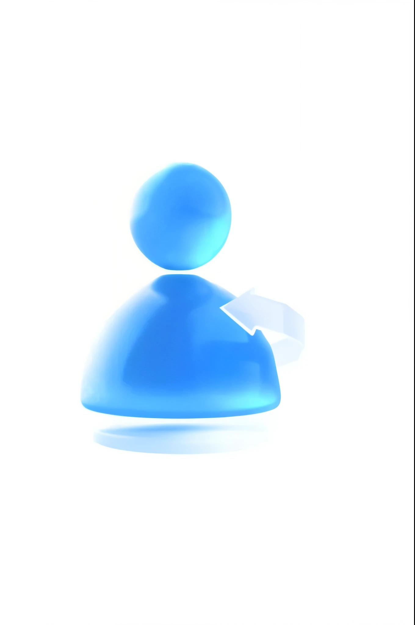 There is a blue object,There is a white arrow on it, Depicted as a 3D rendering, head portrait图片, man made of glass, illuminations!, head portrait, soft render, illuminations, 您的个人数据head portrait, game Pictograms, A high resolution渲染, soft 3d render, soft shade, Pictograms, A high resolution, blue statue, No rating