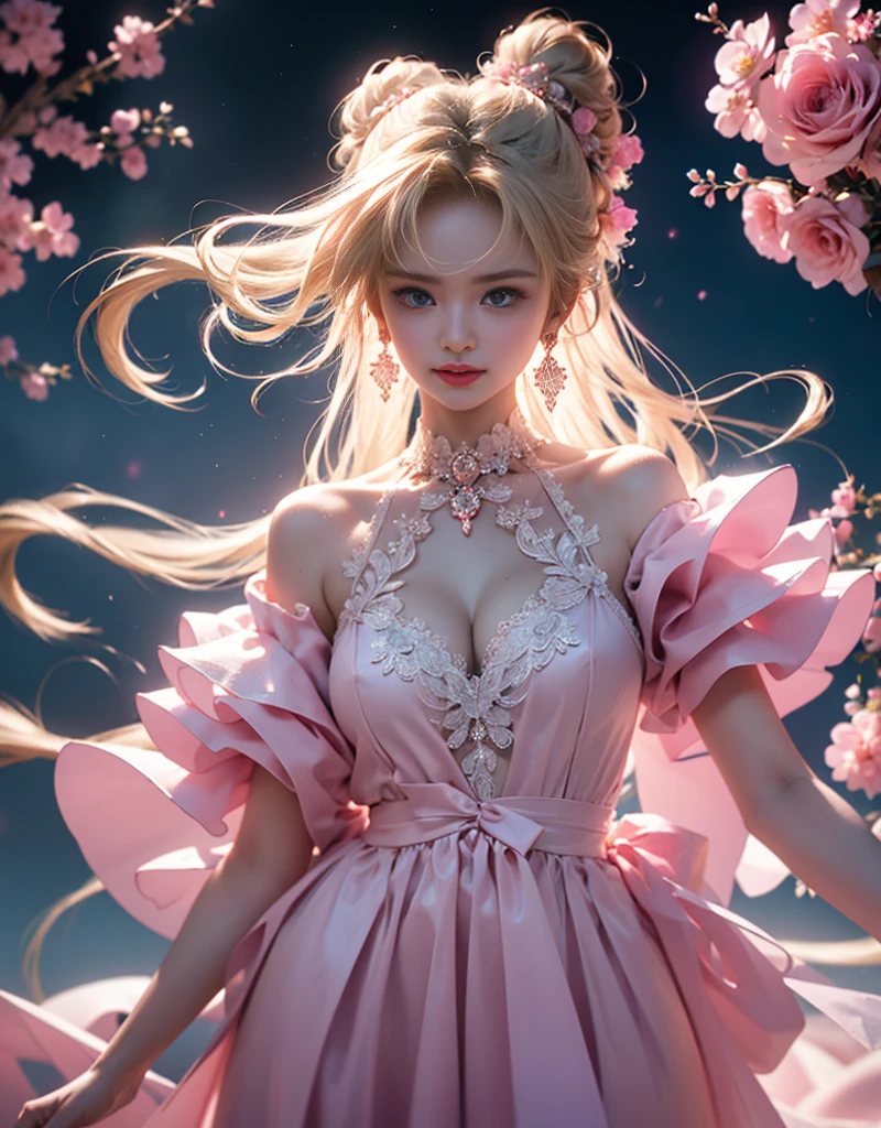 tmasterpiece,Highest image quality,super detailing,Best quality ,Extremely Delicately Beautiful, Very meticulous,Best quality, offcial art, extremely detaild的 CG unified 8k wallpapers, portrait photo of, The most beautiful look,blond hair blue eyes,Radiant skin and radiant eyes, pretty skin,(Detailed lighting:1.2), (Beautiful and detailed light:1.3), deep understanding, beautiful nude color, iintricate, digitial painting, smooth private parts, Focus sharp, The end of the world, Epic reality,looking at the camera in, (HighDynamicRange:1.4),facing at the camera, (pastel colour:1.4), Beautiful big breasts,The end of the world的, giving up, com cores neutras, natta, Screen space refraction, (Complicated details, ultra - detailed:1.3), art stations, Cinema lenses, vignet, the complex background, buliding,Enchanted smile,face flushed,the shy,detailed back ground,(Various colors of dream catcher earrings missing color,The color is black,white colors,in pink,purpleish color,red colour,blue colors,orange colors,green color,cyan colors,,),sexy and sultry,(The kinky is exposed,Camel toes,Combed neatly,),The sexiest look,Crystal Pink Diamond Venetian Sunset Rose Dress,Ultrathin,semi transparent,Lace,hollowed out,