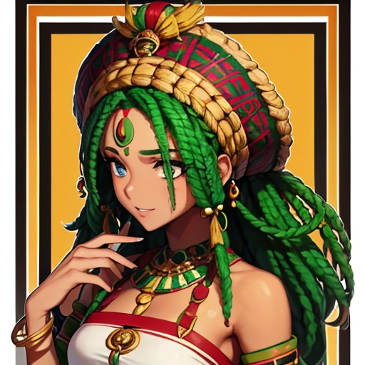1 garota africana, rasta comprida loira