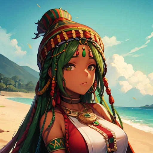 1 garota africana, rasta comprida loira