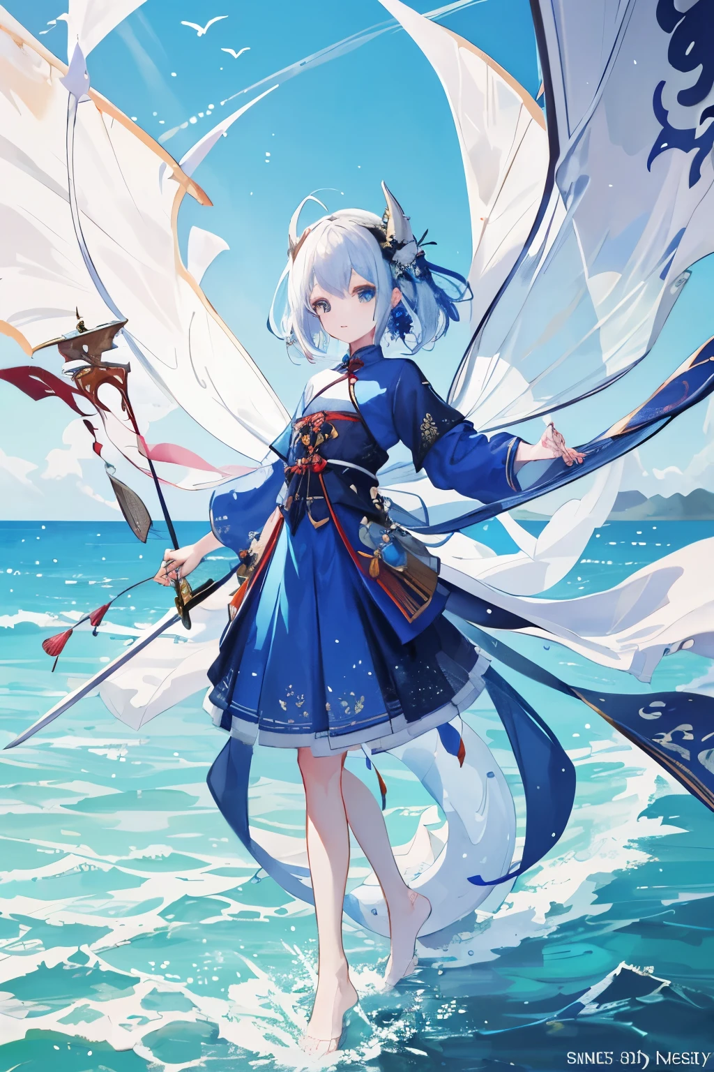 a close up of a woman with white hair and a white mask，Cleavage，semi-nude， under boobs， cwoman， Crop-fc，BTPT-FC，Belle peinture de personnage，Guwiz，guviz style artwork，white haired deity，Yang J，Epic and beautiful character art，Stunning character art，FAN Qi，Wu Zhun Shifan，Guvitz at the Pixiv Art Station