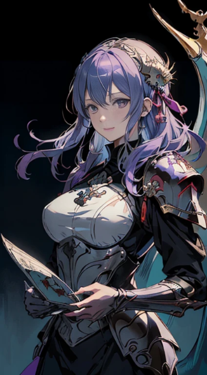 (masutepiece, of the highest quality),
choline (Fire emblem), choline (Fire emblem) , Smile, Solo Focus, 1girl in, Looking at Viewer, hair between eye, pale blue-purple hair,白と淡い青紫のarmor,  Upper body,Floating hair, Closed mouth,
(2 divine dragons),(art by:Hermann Nitsch, Zdzislaw Beksiński, by Dariusz Zawadzki , giger), Medium chest, armor, (for exercise),
Detailed eyes, Perfect features, (masuter piece, Best Quality, good quality:1.4), masuter piece, Intricate details,