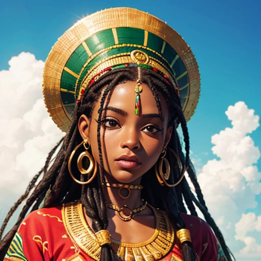 1 garota africana, rasta comprida