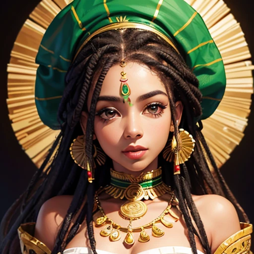 1 garota africana, rasta comprida, rosto lindo, corpo belo