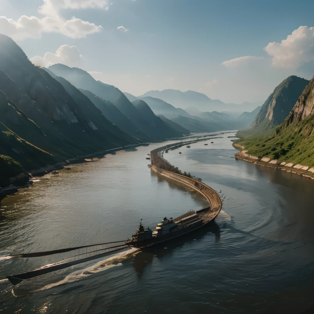 extreame detail,8k, ultra quality, masterpiece , depth of field , smooth lighting, illustration, photorealistic, intricate sharp details dramatic lighting , volumetric, lighting, incredibly detailed of scales , extreme details, the white naga emerged from the mekong river .
