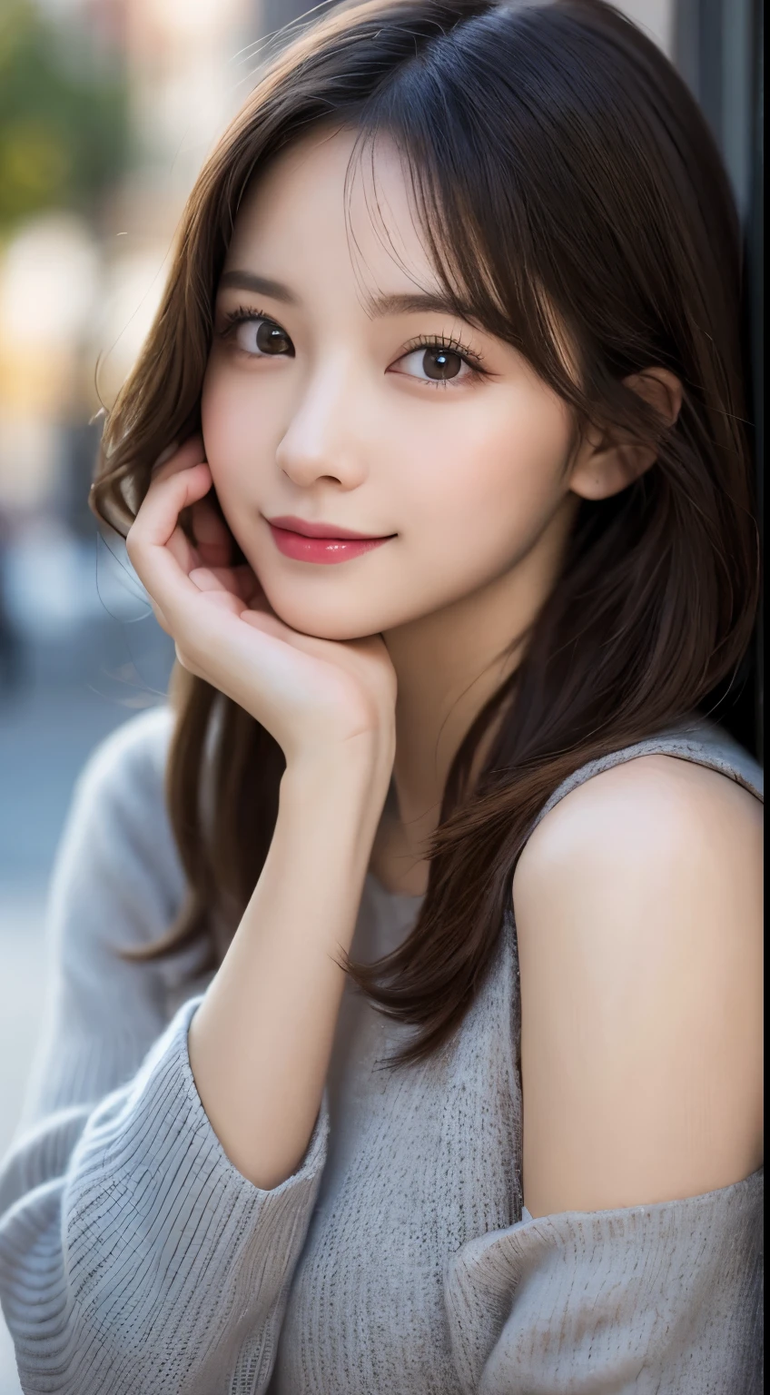 masutepiece, Best Quality, Illustration, Ultra-detailed, finely detail, hight resolution, 8K Wallpaper, Perfect dynamic composition, Beautiful detailed eyes, Winter dress,Medium Hair, Small breasts, Natural Color Lip, Random and sexy poses,Smile,Big city、20 years girl、Midnight、beautifull detailed face、Perfect and beautiful face,Big eyes、Raw photo、spread your limbs wide、Express your best mood with your whole body、Beautiful detailed eyes、a small face、Beautiful duplex、slim face and style