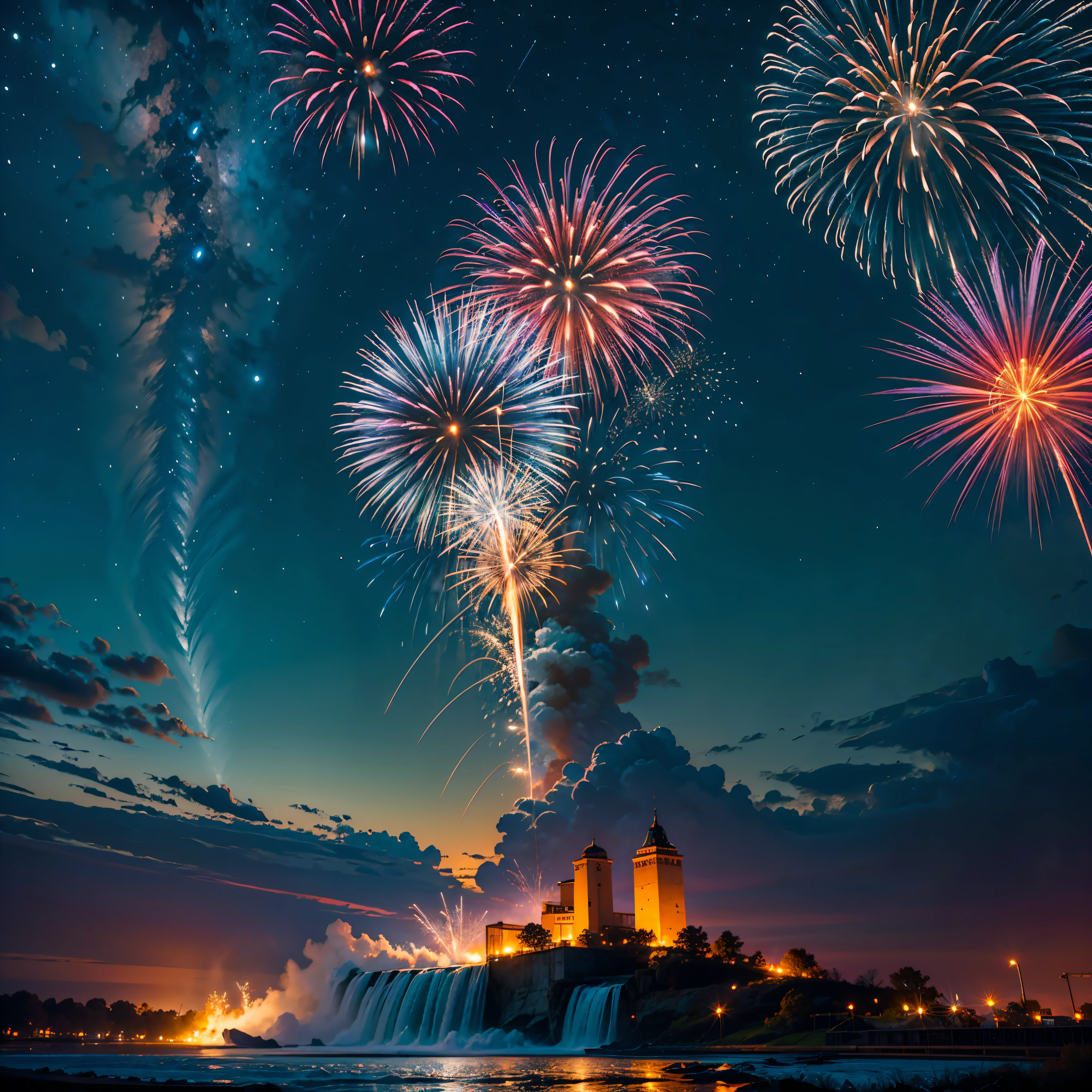 galaxy colorgalaxy spacious dark _night_sky (Splendid fireworks bloom in the dark night sky background) sunrise ultra Masterpiece fireworks Colorful_fireworks Envision cityscape bridges adorned patriotic lights fractal fireworks bursting overhead creating dynamic interconnected celebration beholder sundrop Cinematic_moonlight Will-o'-the-wisp ultra_high-def ultra_Photo-realistic optimal ultra_high-quality opengl-shaders ultra_high-details accurate reflex ultra_high-res perfection volumetric lightning improved Octane_rendues UHD XT3 DSLR HDR 3dcg shadow analogiques extatiques symmetrical onyx rubis summon milkweed floraison invoque viceroy magic incandescente creature CGSCOSITY butterfly Cristallines Monarch flash blow glow opale lava Tourmaline plasma "Niagara Falls" hearth monster Fire Blast Flame luminescence graduate backlight varied multi etc. --s 1000 --c 20 --q 20 --chaos 100