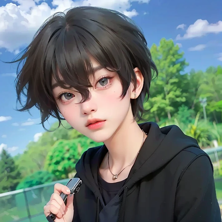 (Best quality),(HD 8K),(Realistic)A handsome boy,(Angular),a short hair,Deep eyes,Wear a university uniform,Camera in hand,In a studio,In the shooting photo,(master masterpiece)