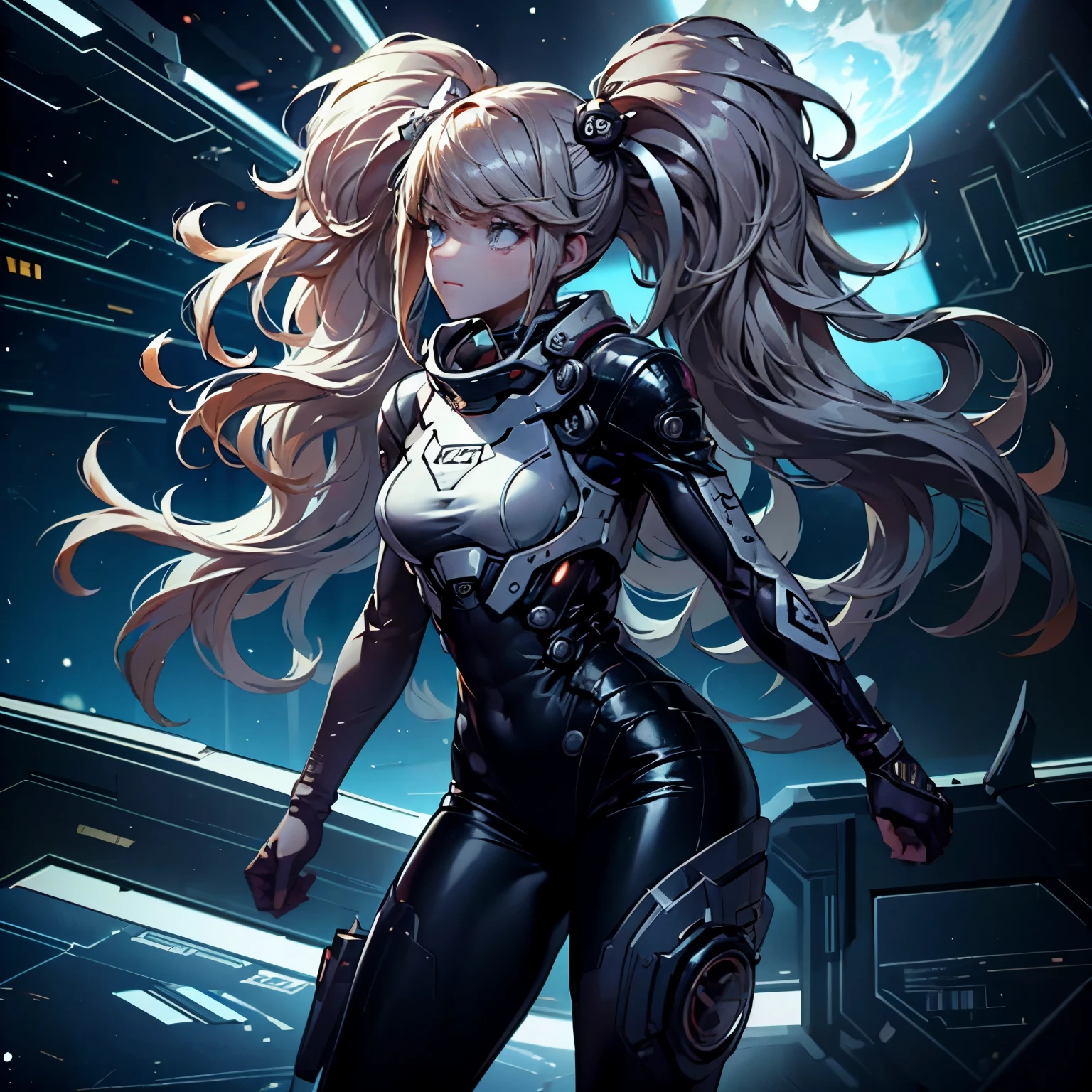 (rear view, backside view),score_9, score_8_up, score_7_up, score_6_up, rating_explicit, 1girl, ((18YO:1.2)), Adult, full lips, ((blond hair:1)), (long wavy hair: 1.2),(La mejor calidad,UHD 8K, A high resolution,Ultra - detallado,actual),Ariana Grande cyborg,( Desert canyon on Mars, cielo nocturno:1.4), hay una gran estatua de robot con una cabeza grande y una nariz larga, (cerradura blanca alexandre ferra:1.4) , (white biomechanical details:1.4) ,(manos perfectas: 1.5), (Detalles de la cara: 1.5, ojos azules brillantes, hermoso rostro, ojos bonitos, Contorno del iris, labios delgados: 1.5, Thin, sharp pale eyebrows, Long, dark eyelashes, double tabs),( white biomechanical details:1.4) , (Detalles de Cyborg y Wire white :1.4) , houdini-superficie-dura, (Detalles del robot mecha white :1.4) , (akihiko yoshida) . Motor irreal, superficie dura 3d,(fondo ciudad futurista Marte :1.4), (fondo piedras grandes rojas :1.4), (cyborg white cybernetic samurai :1.4), (colores brillantes),( dynamic cowboy pose)