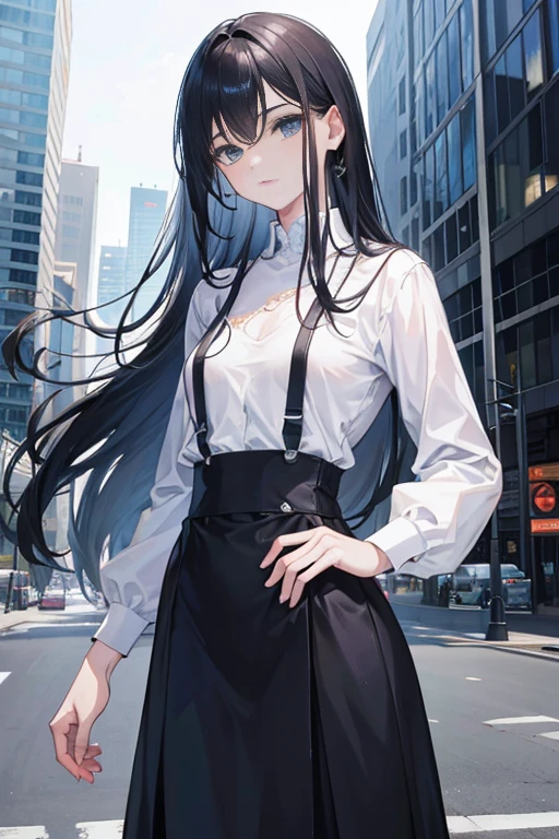 (best quality,4k,8k,highres,masterpiece:1.2),ultra-detailed,(realistic,photorealistic,photo-realistic:1.37),character sheet,full-body,detailed face and expression,front view,side view,back view,character sheet,extremely detailed,depth,many parts,black-haired girl,slim figure,messy hair,long hair,small face,slim figure,loose-fitting white long-sleeved shirt,disheveled,free-flowing long hair,pale complexion,slim figure,especially small chest)