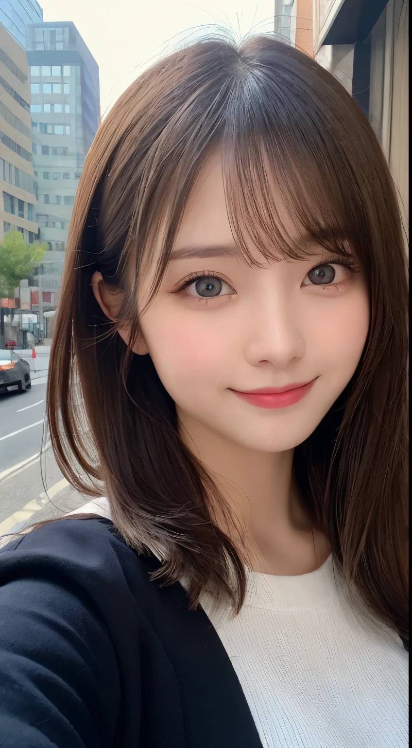 masutepiece, Best Quality, Illustration, Ultra-detailed, finely detail, hight resolution, 8K Wallpaper, Perfect dynamic composition, Beautiful detailed eyes, Winter dress,Medium Hair, Small breasts, Natural Color Lip, Random and sexy poses,shy smile,Big city、20 years girl、Midnight、beautifull detailed face、Perfect and beautiful face,Big eyes、Raw photo、spread your limbs wide、A pose that expresses your best mood with your whole body、Beautiful detailed eyes、a small face、Beautiful duplex、slim face and style