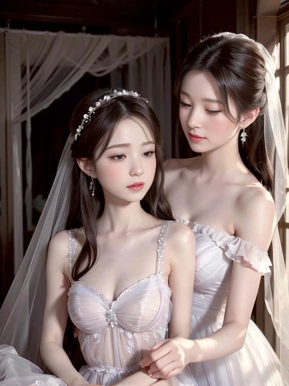 small tits, sheer tulle wedding dress, delicate lace detailing, elegant veil, romantic garden setting, soft natural lighting, dreamy atmosphere, fine art photography, ethereal colors, graceful movements, subtle beauty, gentle breeze, intimate moments, loving gaze, eternal love, bridal bouquet, timeless elegance, enchanting scenery, whimsical touches, intimate celebration, joyful tears, candid emotions, cherished memories, exquisite details, romantic ambiance, delicate embroidery, intricate beading, flowing train, delicate straps, perfect fit, modern and elegant silhouette, ethereal veil, delicate tiara, radiant bride, confident and happy, everlasting love. (best quality, highres), (romantic, fine art), (soft, pastel), (natural, dreamy), (subtle, ethereal), (intimate, enchanting), (graceful, delicate).
