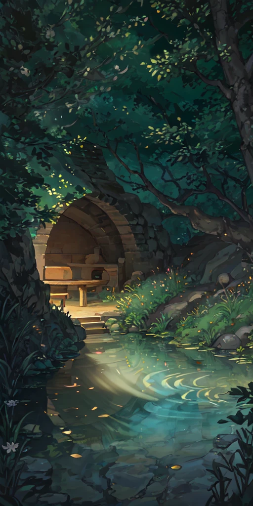 Ancient times of Thailand, spring, forest, lagoon, Cave, waterfall, tree, meadow, rock, deer, hot spring, Steam, (illustration: 1.0), epic elements, Realistic light, HD details, Create a masterpiece, best quality, (Very detailed CG wallpaper, total 8k) --v 6