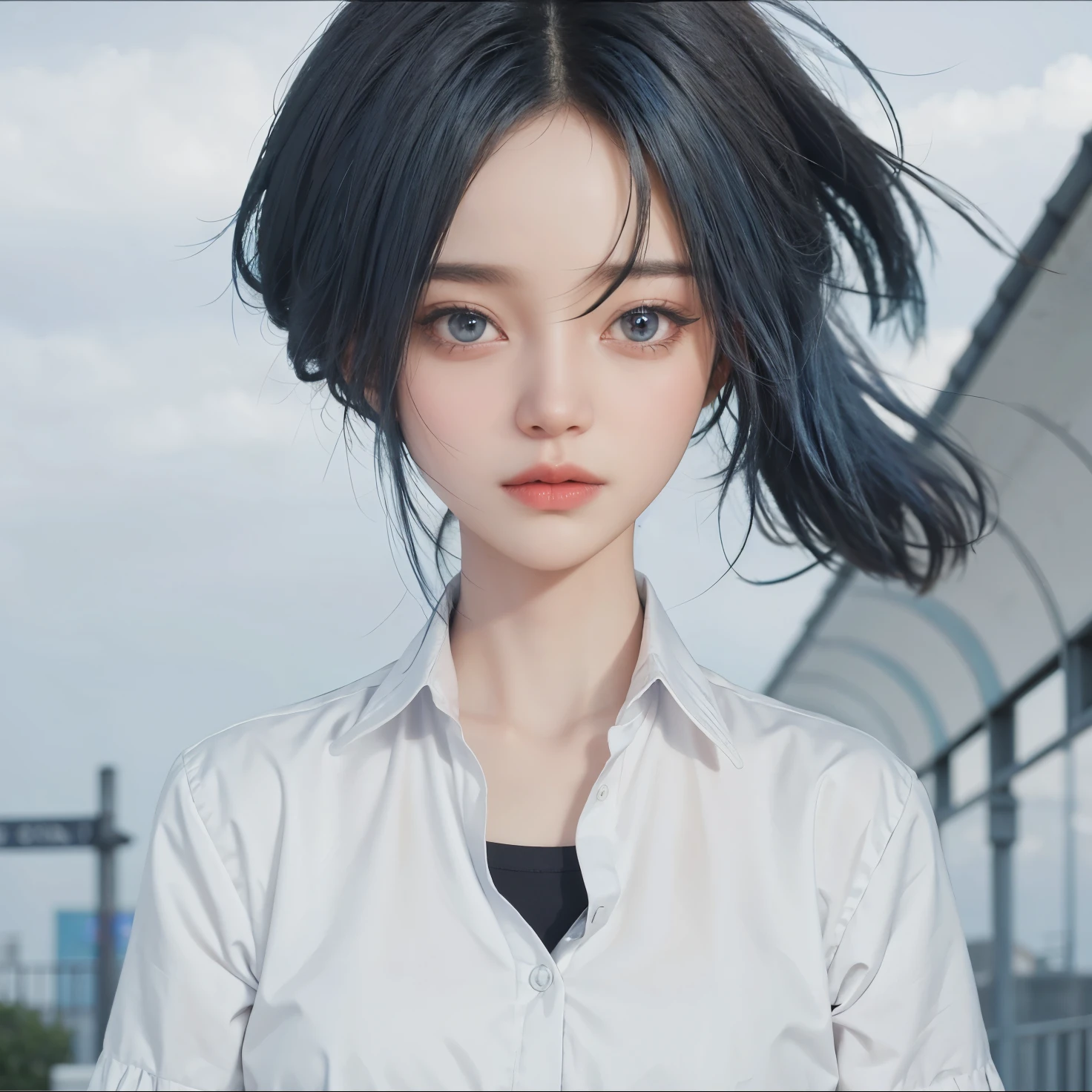 Lora realistic tip blue hair