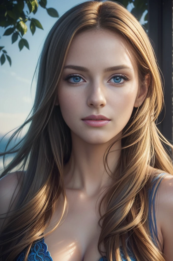 (best quality:1.2,Special details,photorealistic portrait:1.37),beautiful woman,blue eyes,(Elegant,long flow,flow smoothly:1.1) hair,sexy tits, golden ratio, complicated details, beauty of nature, bright colors, soft light