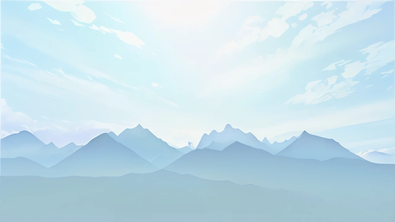 Long view, no close view, clear, fairy mountain, beautiful sky,(Light Color), High Brightness, Low Contrast,(No Characters),Many Mountain, background, Many, Light Blue Tue, No Close-up