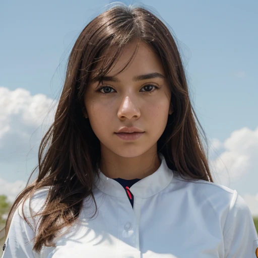 A girl standing, whole body, sunshine, clear face, clean white background, masterpiece, super detail, epic composition, ultra HD, high quality, extremely detailed, official art, uniform 8k wallpaper, super detail, 32k,