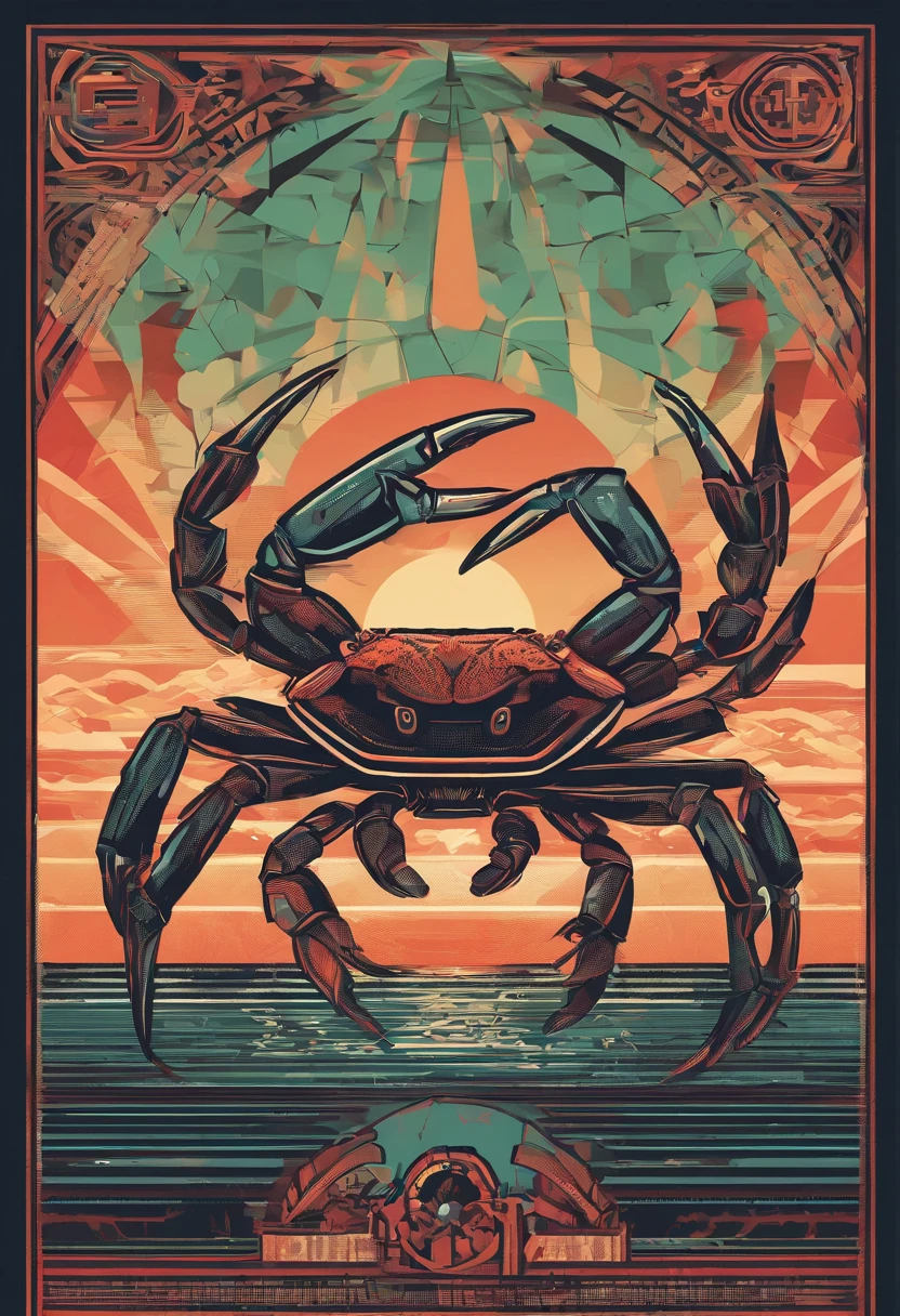 (nvinkpunk:1.2) (snthwve style:0.8) crab, prawn, mussel, squid, anthro, lightwave, sunset, intricate, highly detailed. With title “WARUNG BAYU SHELLOUT”