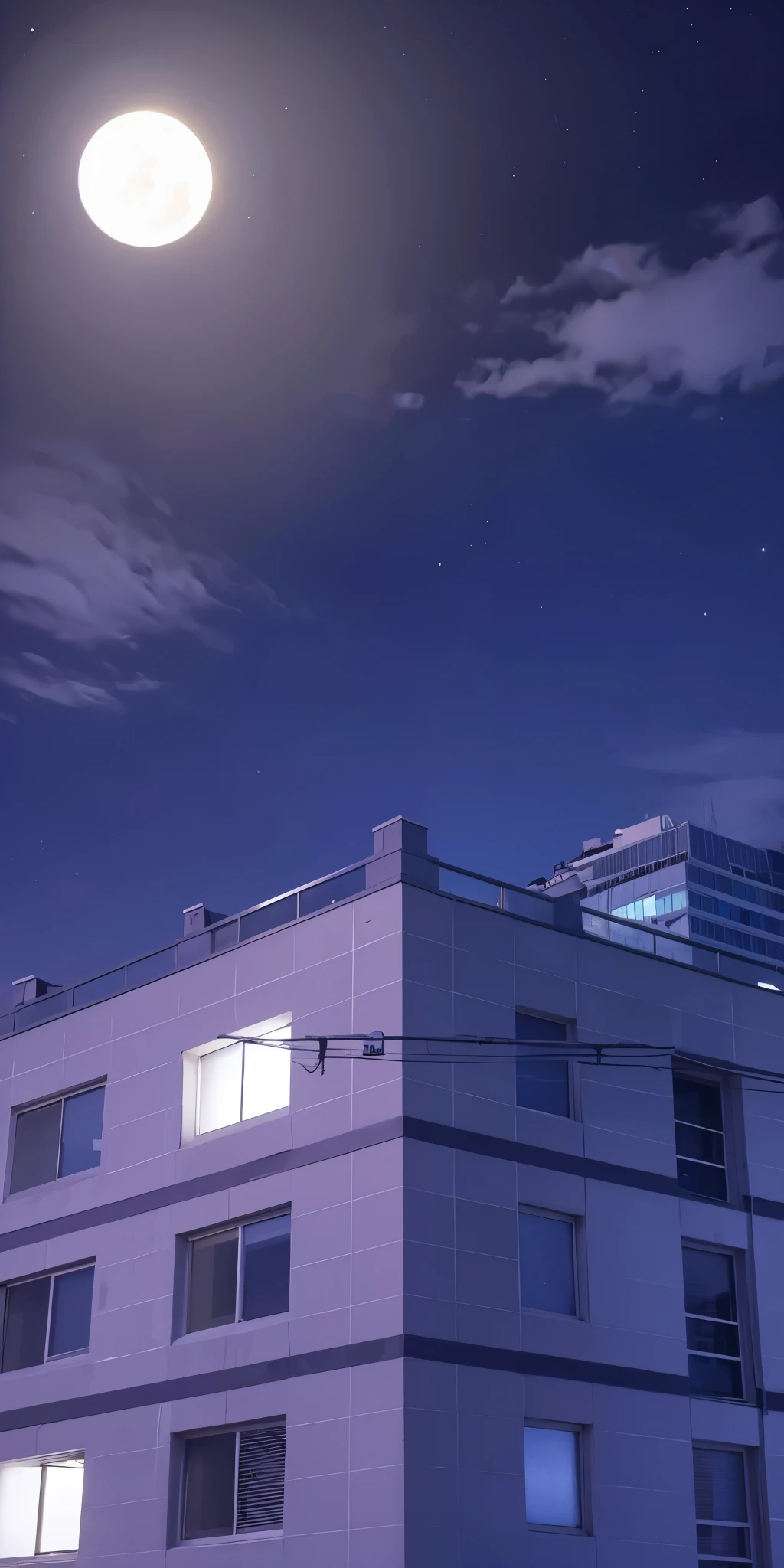 high quality, ultra detailed, masterpiece, realistic, night sky,moon, building