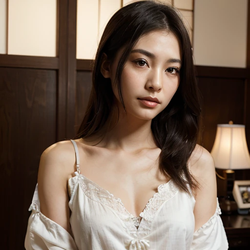 Beautiful japanese adult woman,
realistic, perfect face, masterpiece,nightgown
