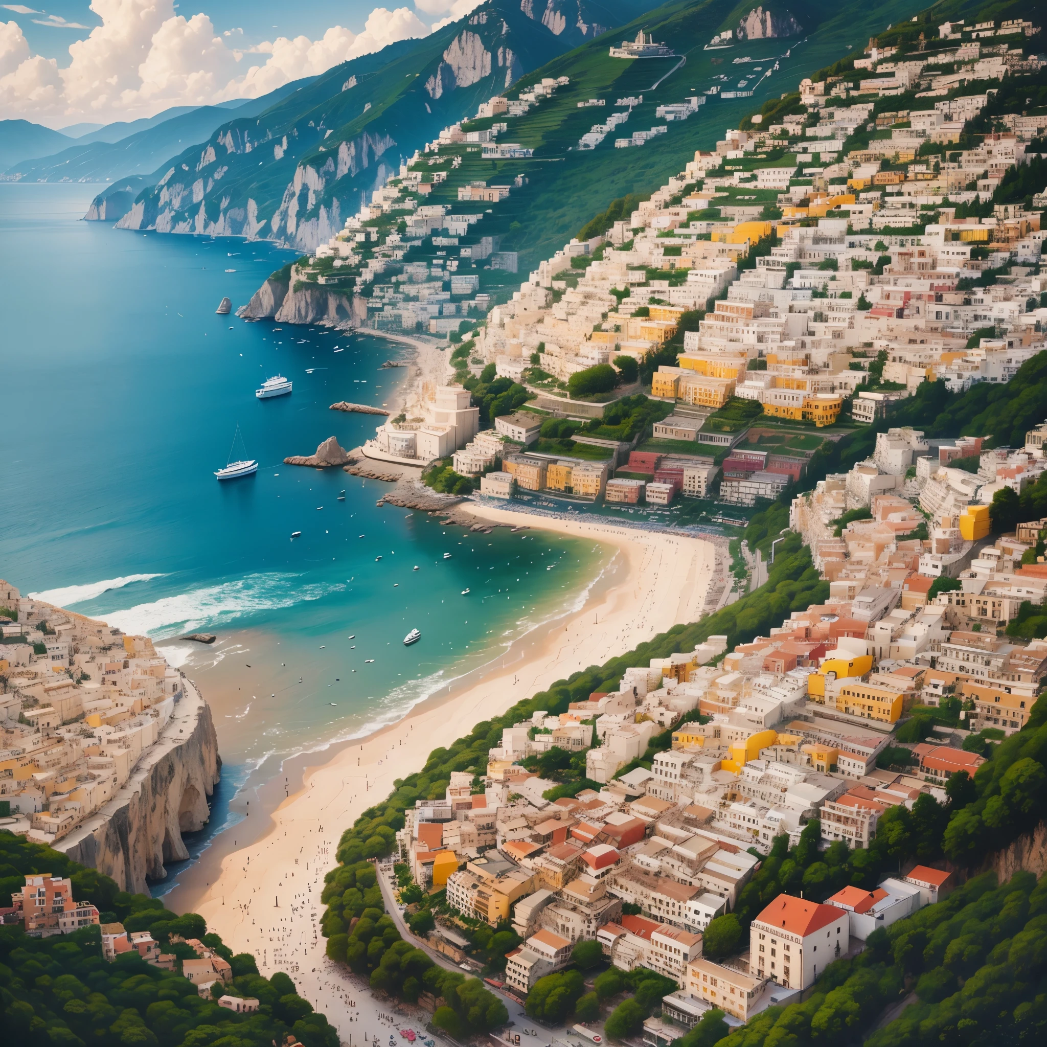Draw a particularly inspirational cell phone wallpaper with Italian positano landscapes --auto --s2