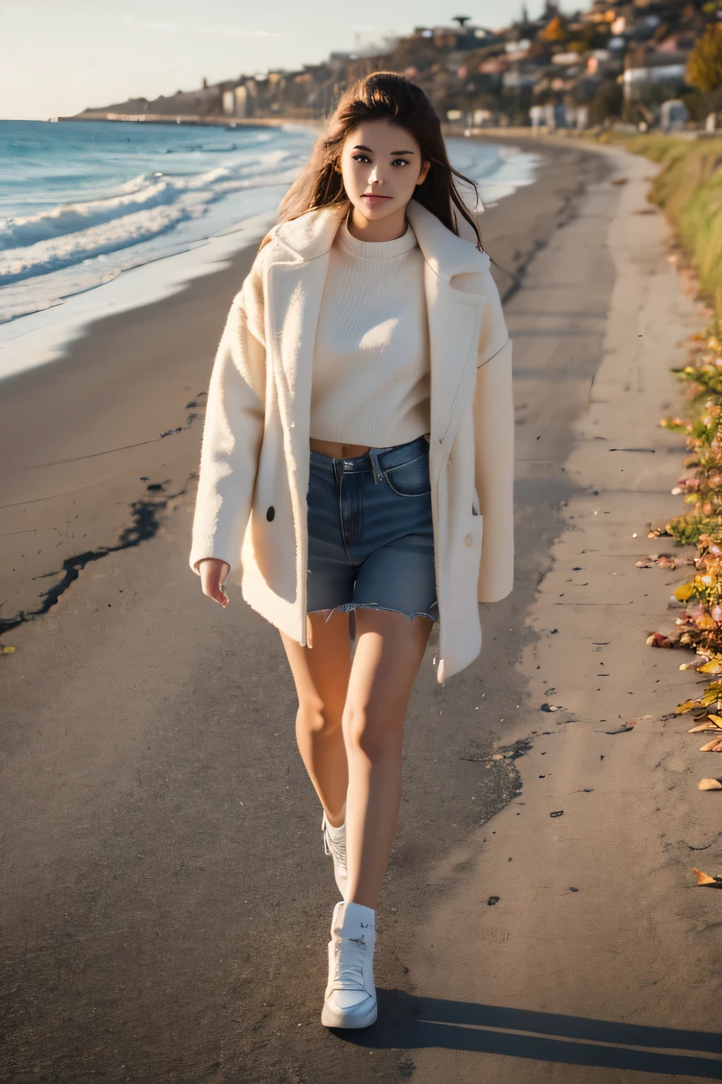 ,Beutiful women,Autumn,taking a walk,seaside