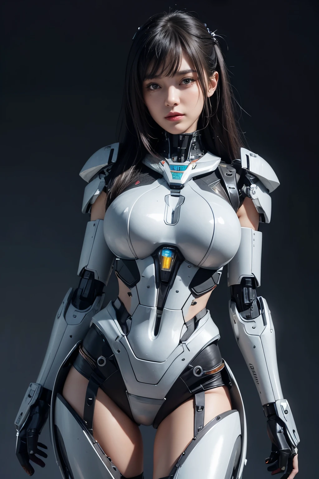 Textured skin, Super Detail, high details, High quality, Best Quality, hight resolution, 1080p, hard disk, Beautiful,(cyborgs),(Missiles from the chest),(Machine gun from both handeautiful cyborg woman,Mecha Cyborg Girl,Battle Mode,Girl with a Mecha Body,She wears a battle cyborg mech with a weapon,Fulll body Shot