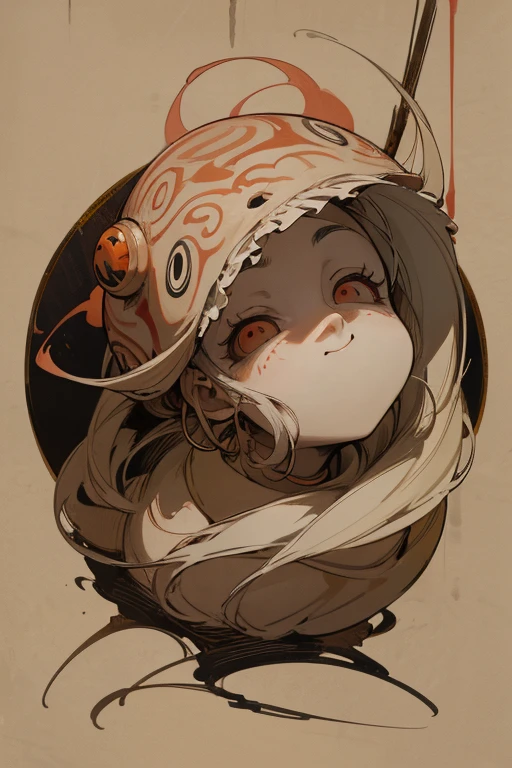 Outline warm color, ((jumpscare)), ((festival)), horrific, scribble, (yokai), angle, (masterpiece), (high resolution), (super delicate), (Clear), full body, Comic Style Illustrations, (drawing style), warm color, Japanese painting, (snapshot), bugaboo, nightmare, (eerie), (horror elements), Japanese carving, primitive art, old picture scroll style, old staging, Ancient mural style, cartoon style, rough sketch, Crazy illustrations, antique, Dark atmosphere, flat illustration, doll-like face, horror factor, Crazy smile, spooky look, Distinctive hair style, Creative accessories, individualistic atmosphere