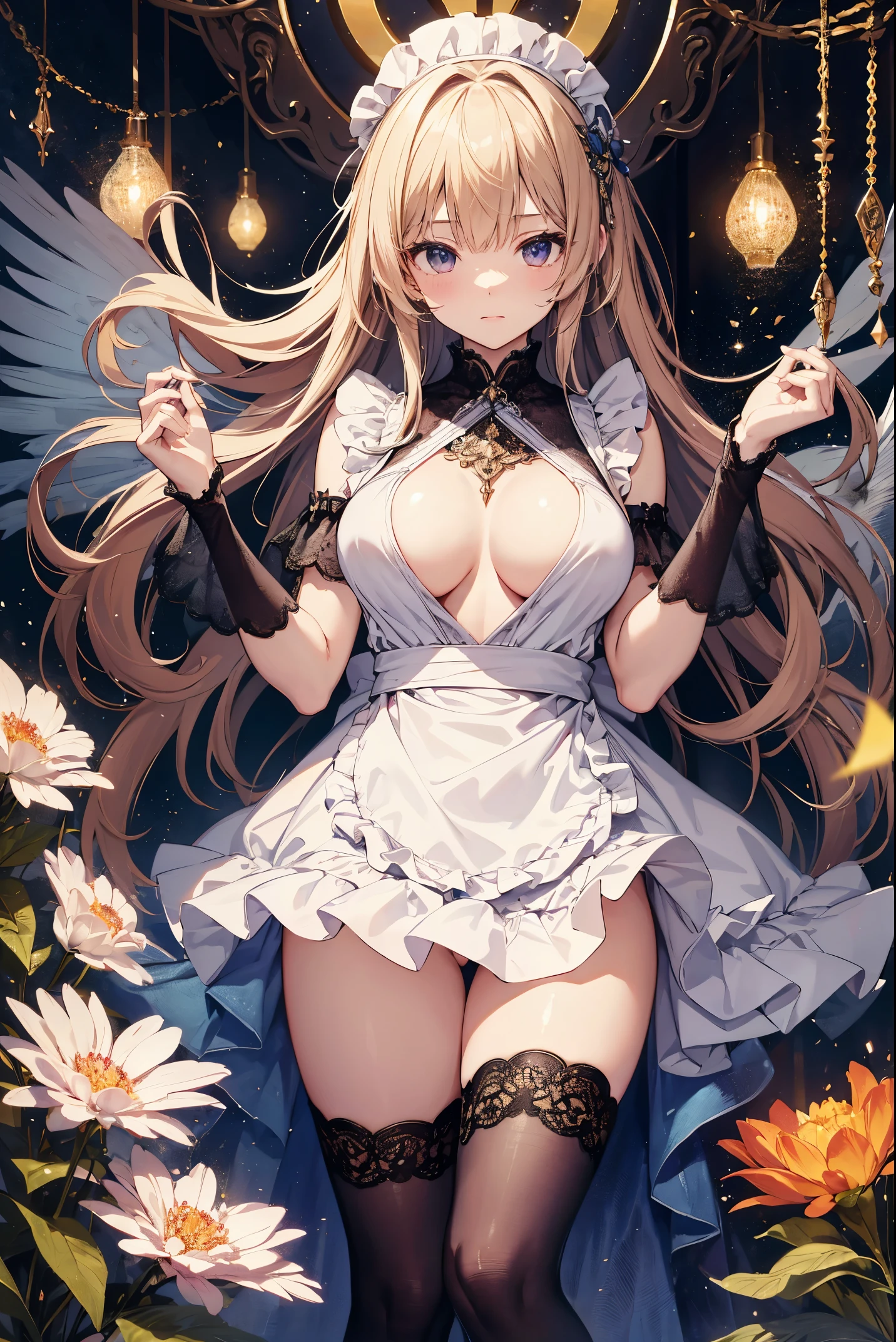 (masterpiece)、(highest quality)、((Super detailed))、(Super delicate)、beautiful breasts、Beautiful butt、Naked apron、ornate、mystical、Fantastical