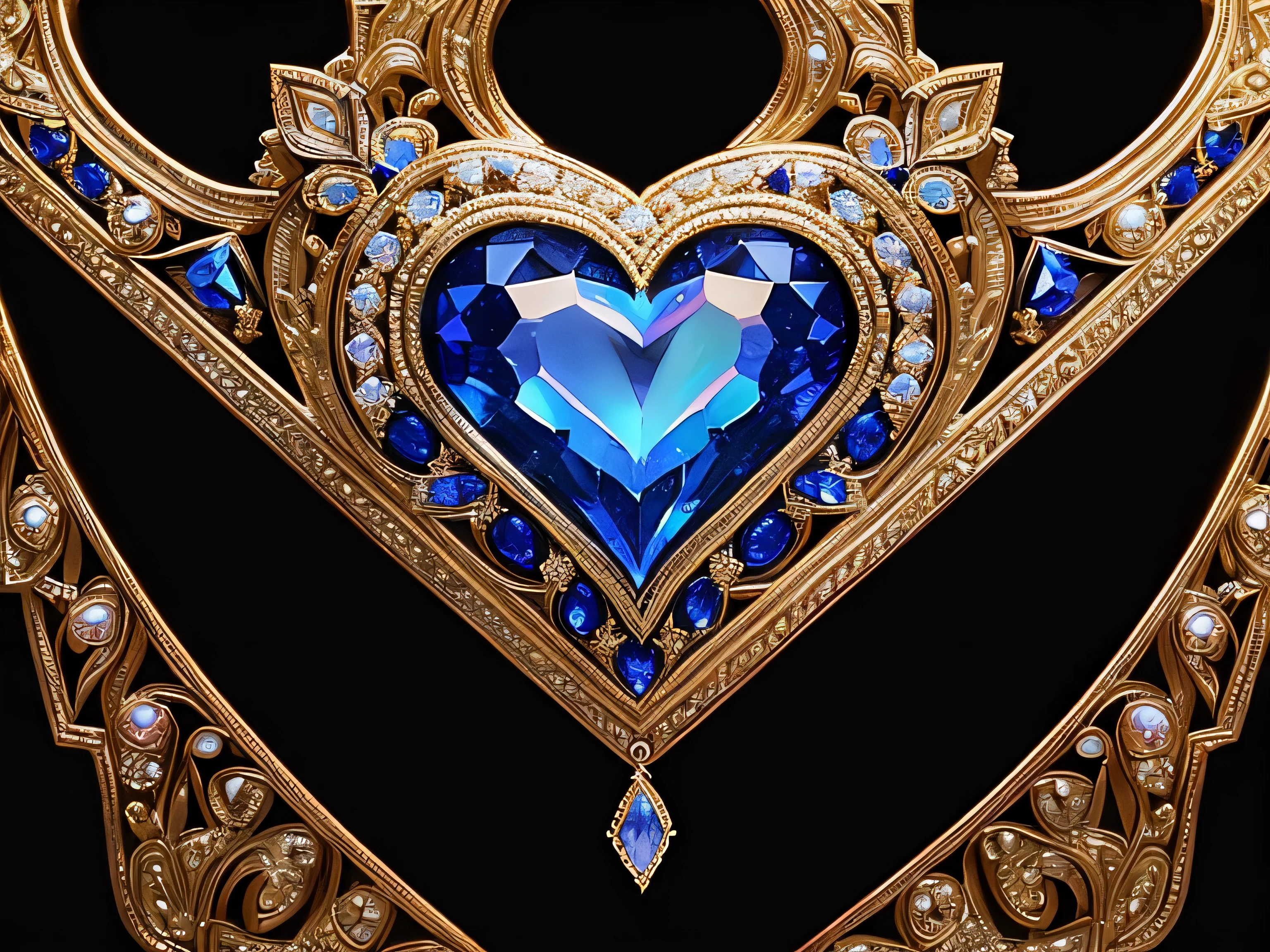 (Complex and exquisite full heart-shaped flat border design, Intricate flat details and intricate carved patterns),Complex beading, iridescent pearl embellishment, sparkling diamond decoration, Brilliant sapphire embellishment，wall-