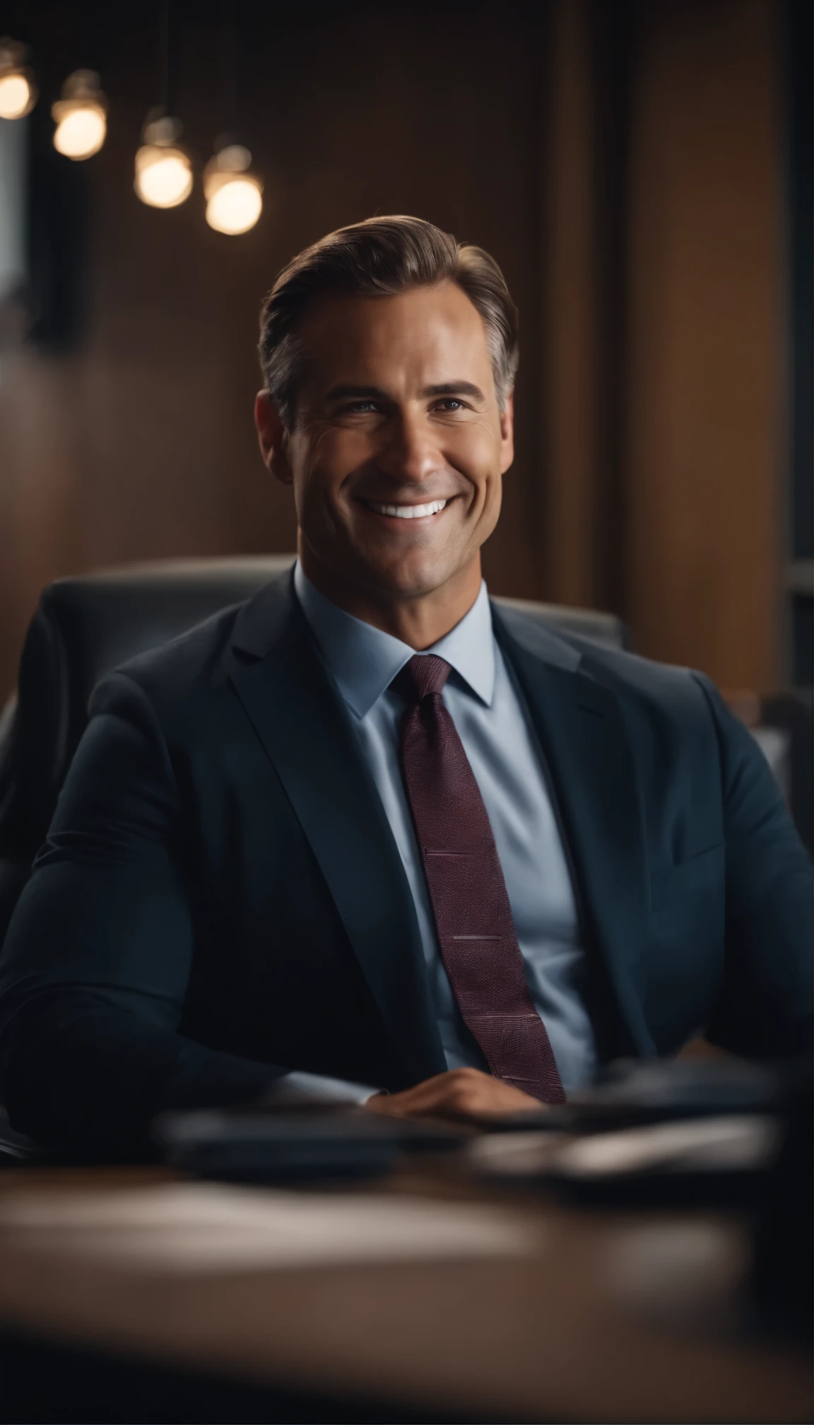 american business man,office room,smile, Cinematic lighting