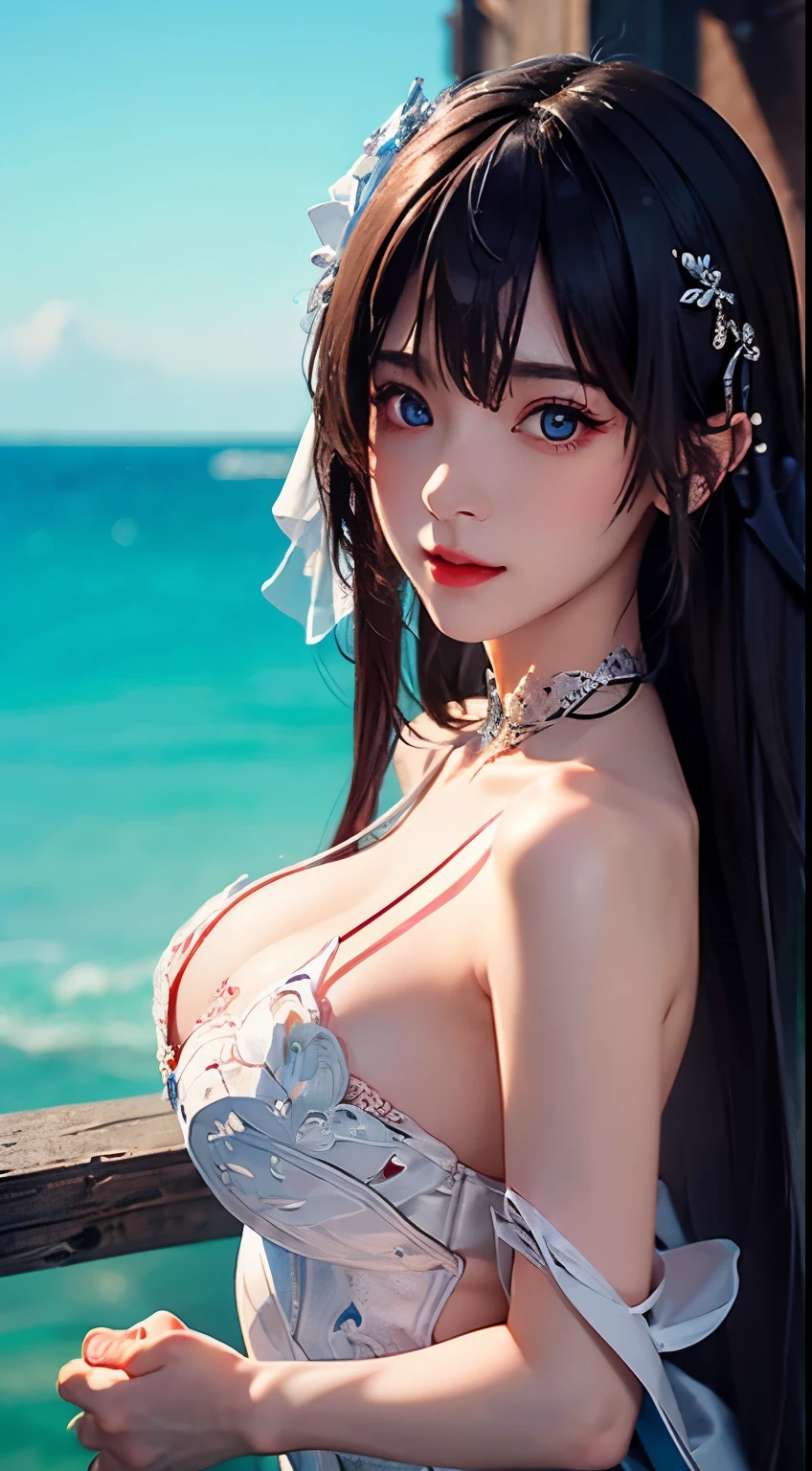 (filigree,Sharp images,Hyper-Resolution,Extremely amazing detail,awe-inspiring detail),sub surface scattering,tmasterpiece,best quality,high qulity,(1girll:1.2),独奏,apathy, close up to upperbody, focus breast