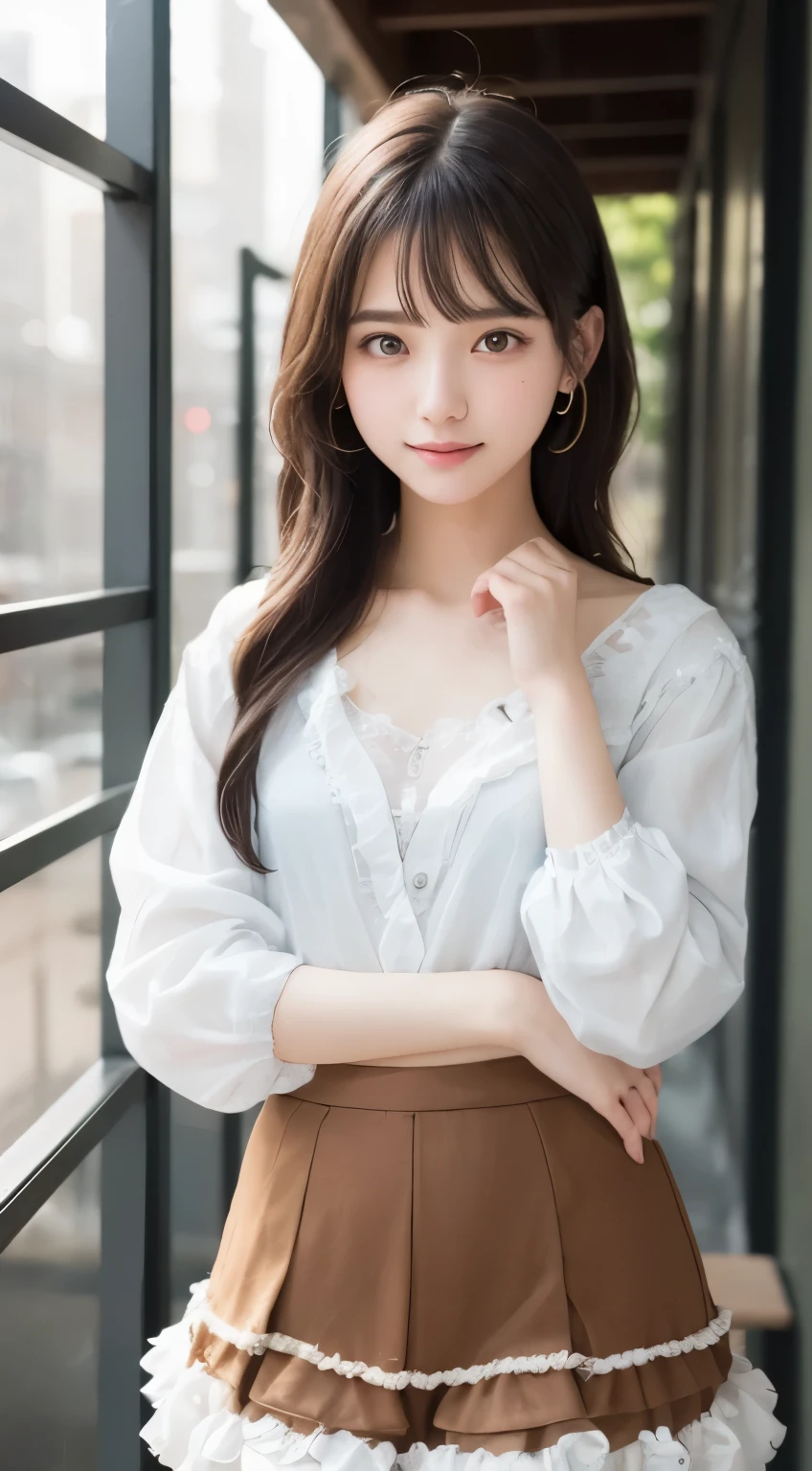 ssmile、night、original photography、(((ultimate beauty portrait)))、((sparkling skin))、1 girl、Beautiful 21-year-old girl from Prague、bright expression、((brown hair))、(lace silk shirt)、(Khaki narrow skirt)、((Big eyes sparkling like gems))、cardigan、open your clothes、lacepantyhose、Glowing and radiant skin、(long hair)、(horse tail)、(standing)、(from below)、under skirt、(from below看内衣的特写)、Eyeliner、beautiful bangs、hair between eyes、((​Masterpiece、quality、Super detailed、movie light、intricate details、high resolution、Very detailed))、background for this、8 kood、digital SLR、softlighting、高quality、film grain、XT3 、shallowdepthoffield、natural soft light、Kamimei、plump bust