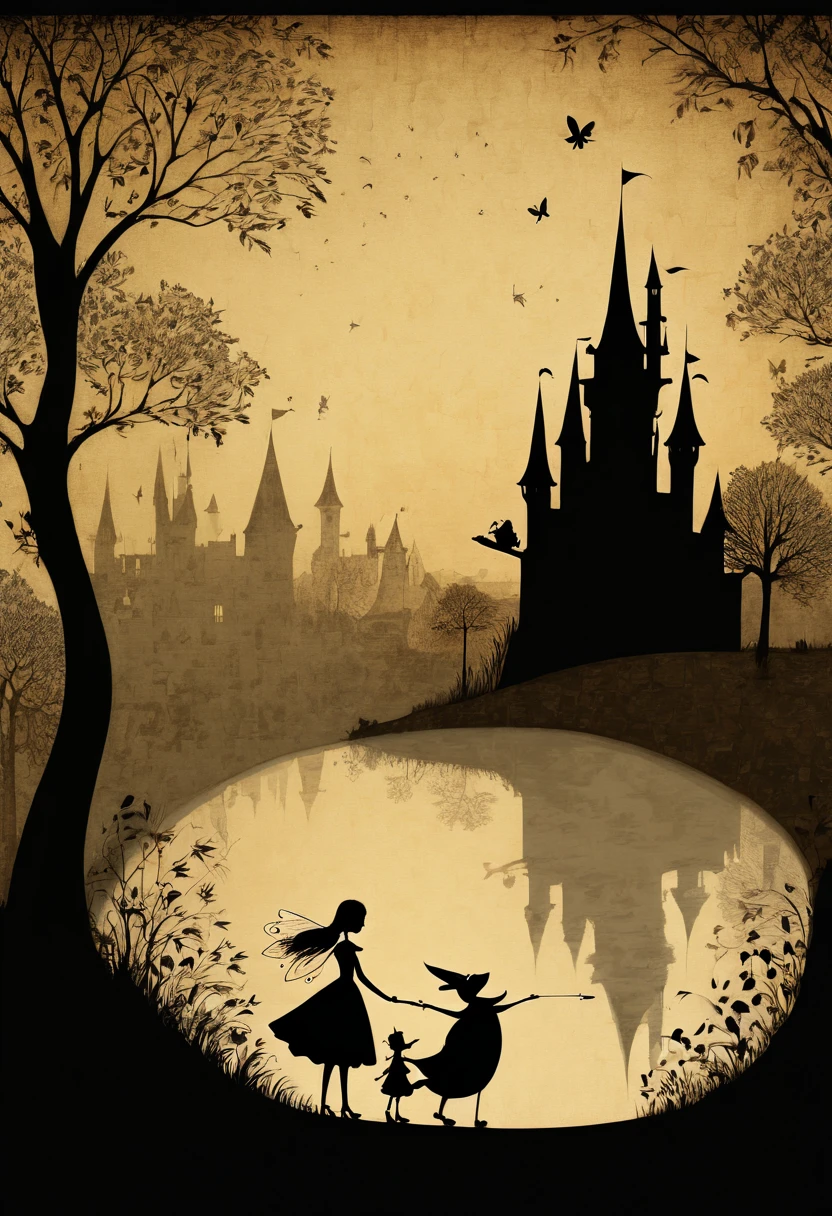 Silhouette Art of Fairy Tales, by Sam Toft, enhance, intricate, (best quality, masterpiece, Representative work, official art, Professional, unity 8k wallpaper:1.3)