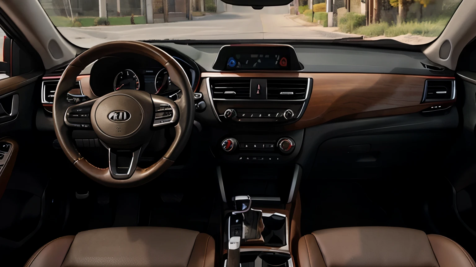 KIA Sportage 1.6 Turbo Signature X-Line AWD, entire interior in slightly darker color, interior with stylized wood grains