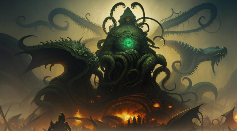 (Cthulhu Claus: a fusion between Cthulhu and Santa Claus) Artwork by Zdzisław Beksiński, Wayne Barlowe, H. P. Lovecraft, H. R. Giger, Detailed, High Quality, Rendered in Cinema4D, Greg Rutkowski, Surrealism, Unreal Engine, trending on artstation, fantasy art, Psychedelic, dan mumford, hyperrealism, hyper detailed, octane render, peter mohrbacher, dystopian, eldritch, Sharp Focus, Gustave Dore, Johan Grenier, seb mckinnon, kilian eng, Ilya Kuvshinov, Flemish Baroque, Ukiyo-e, Johan Grenier, Gustave Dore, J. M. W. Turner, Greg Rutkowski, Sturm und Drang