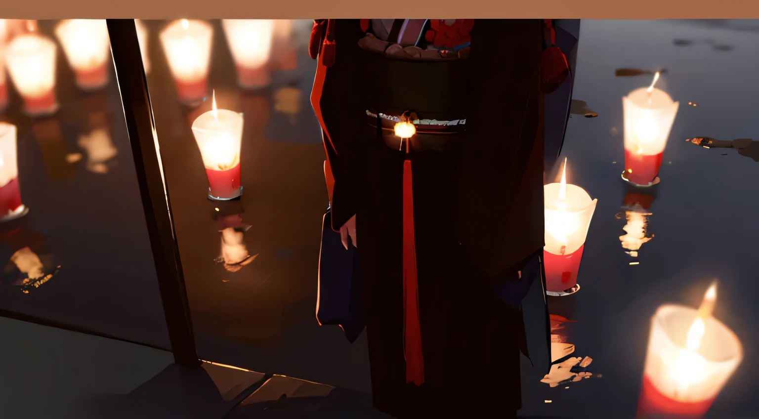sad, night, candle light, japan, unmanned, high res, ultrasharp, 8k, masterpiece