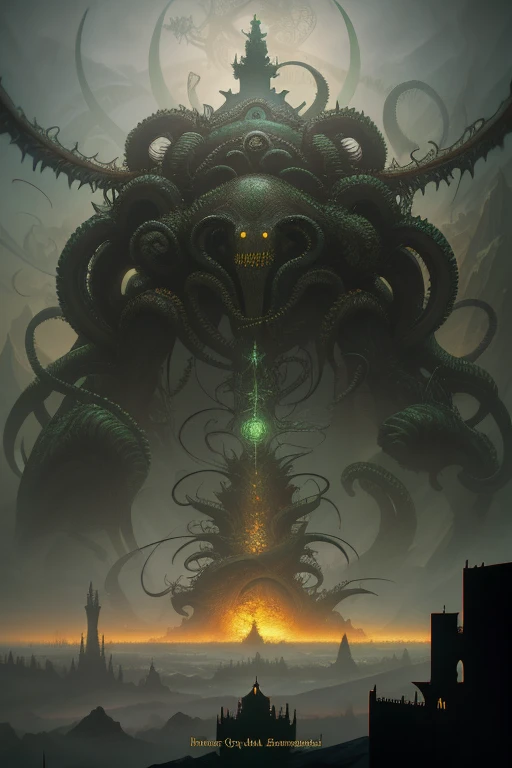 (Cthulhu Claus: a fusion between Cthulhu and Santa Claus) Artwork by Zdzisław Beksiński, Wayne Barlowe, H. P. Lovecraft, H. R. Giger, Detailed, High Quality, Rendered in Cinema4D, Greg Rutkowski, Surrealism, Unreal Engine, trending on artstation, fantasy art, Psychedelic, dan mumford, hyperrealism, hyper detailed, octane render, peter mohrbacher, dystopian, eldritch, Sharp Focus, Gustave Dore, Johan Grenier, seb mckinnon, kilian eng, Ilya Kuvshinov, Flemish Baroque, Ukiyo-e, Johan Grenier, Gustave Dore, J. M. W. Turner, Greg Rutkowski, Sturm und Drang