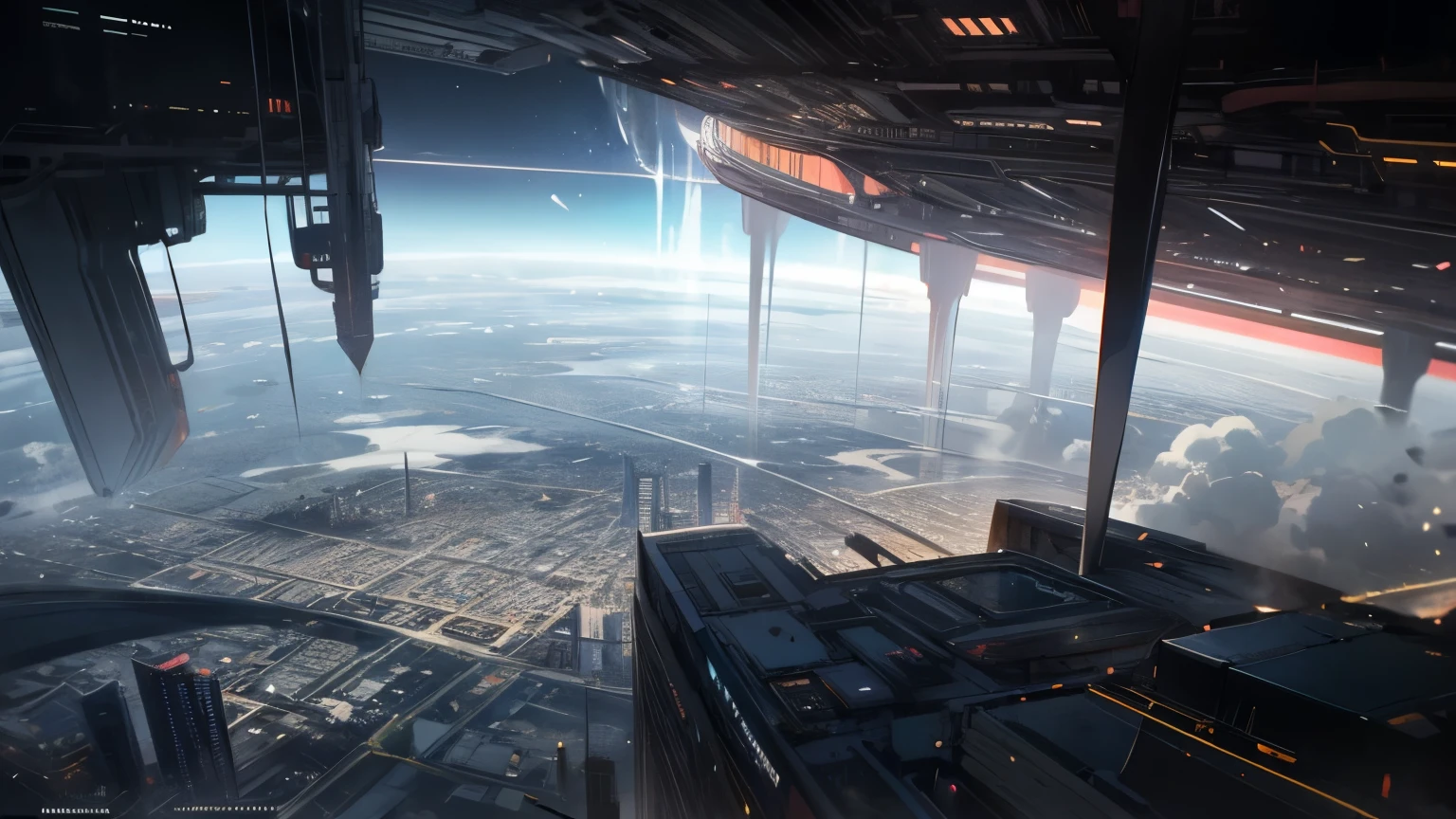 Large City, future, far view, space view, high details, wide angle